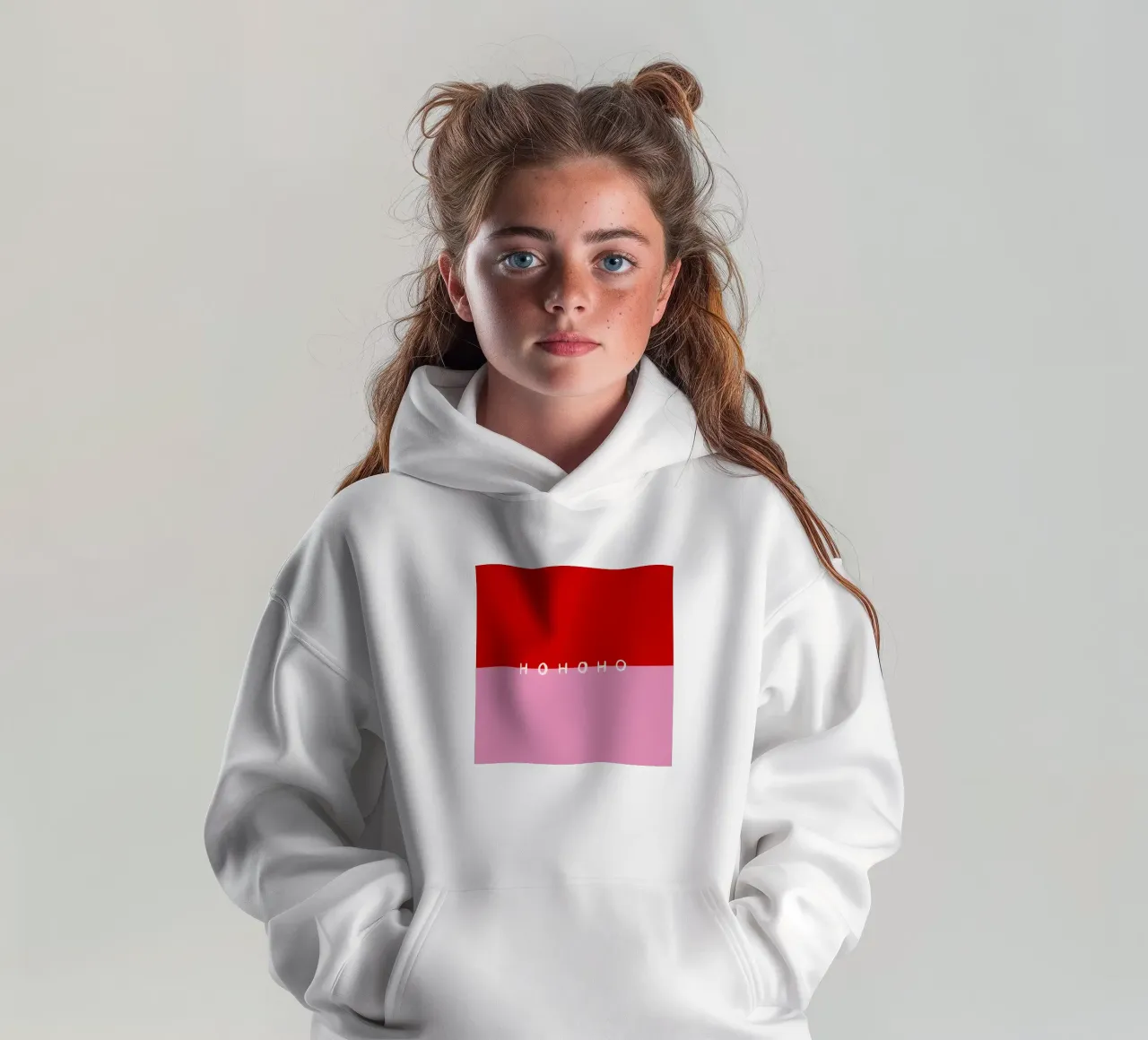 Hohoho Color Block Rot Pink sudadera con capucha para niño de Sophie Augustin Illustration