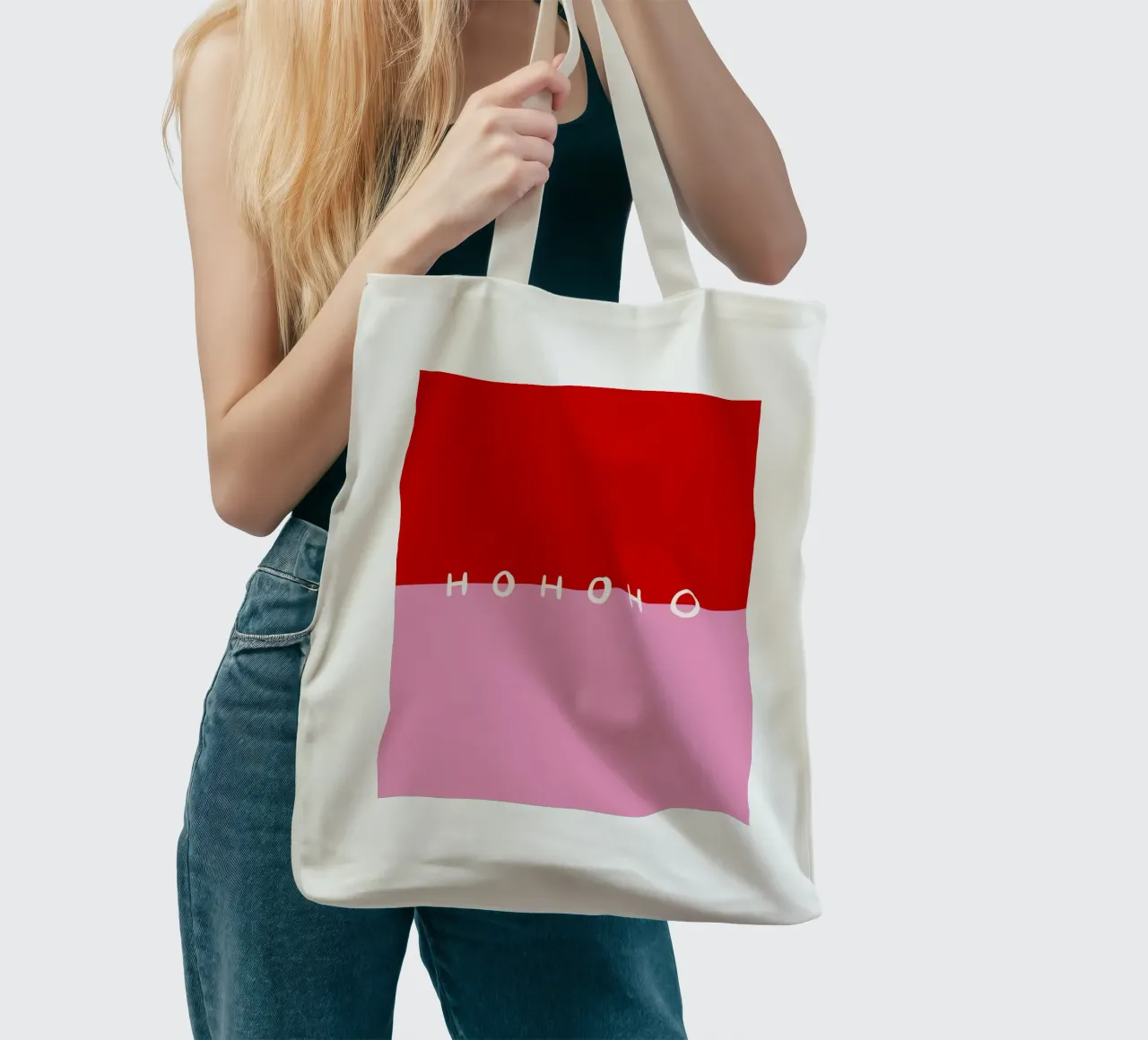 Hohoho Color Block Rot Pink borsa in juta da Sophie Augustin Illustration