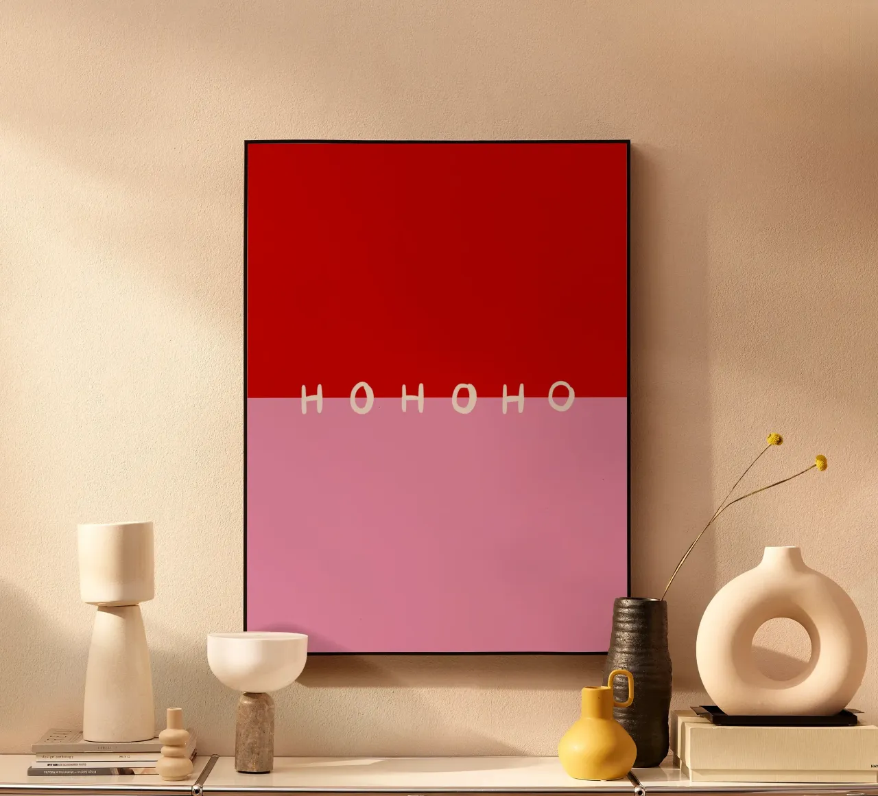 Hohoho Color Block Rot Pink alluminio dibond da Sophie Augustin Illustration