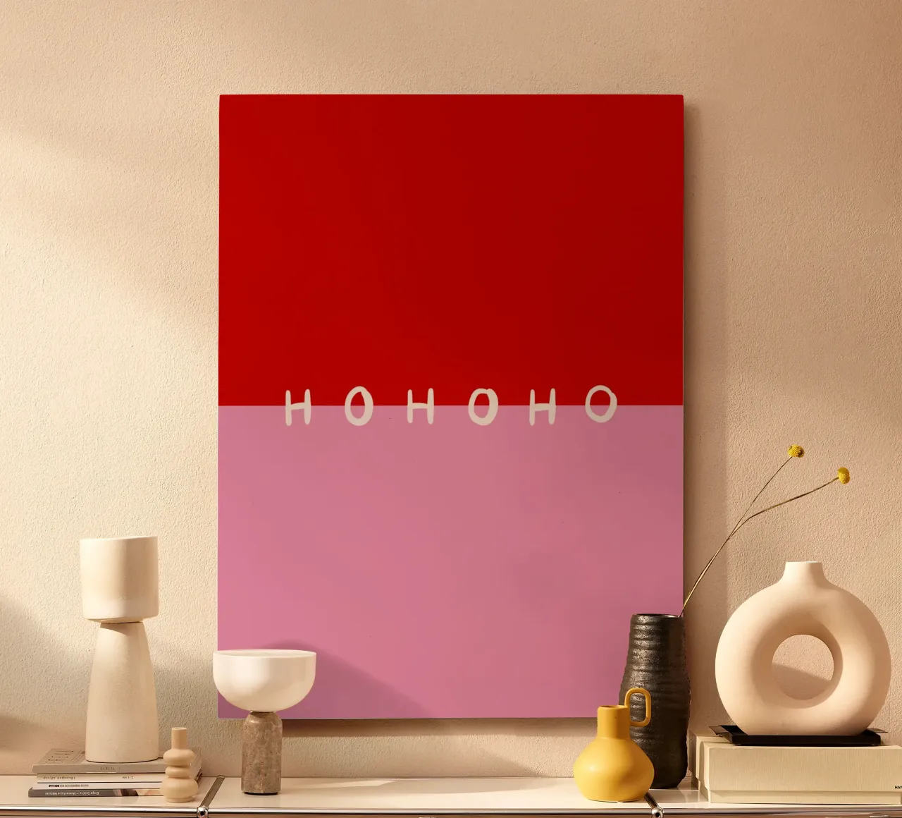 Hohoho Color Block Rot Pink alluminio dibond da Sophie Augustin Illustration