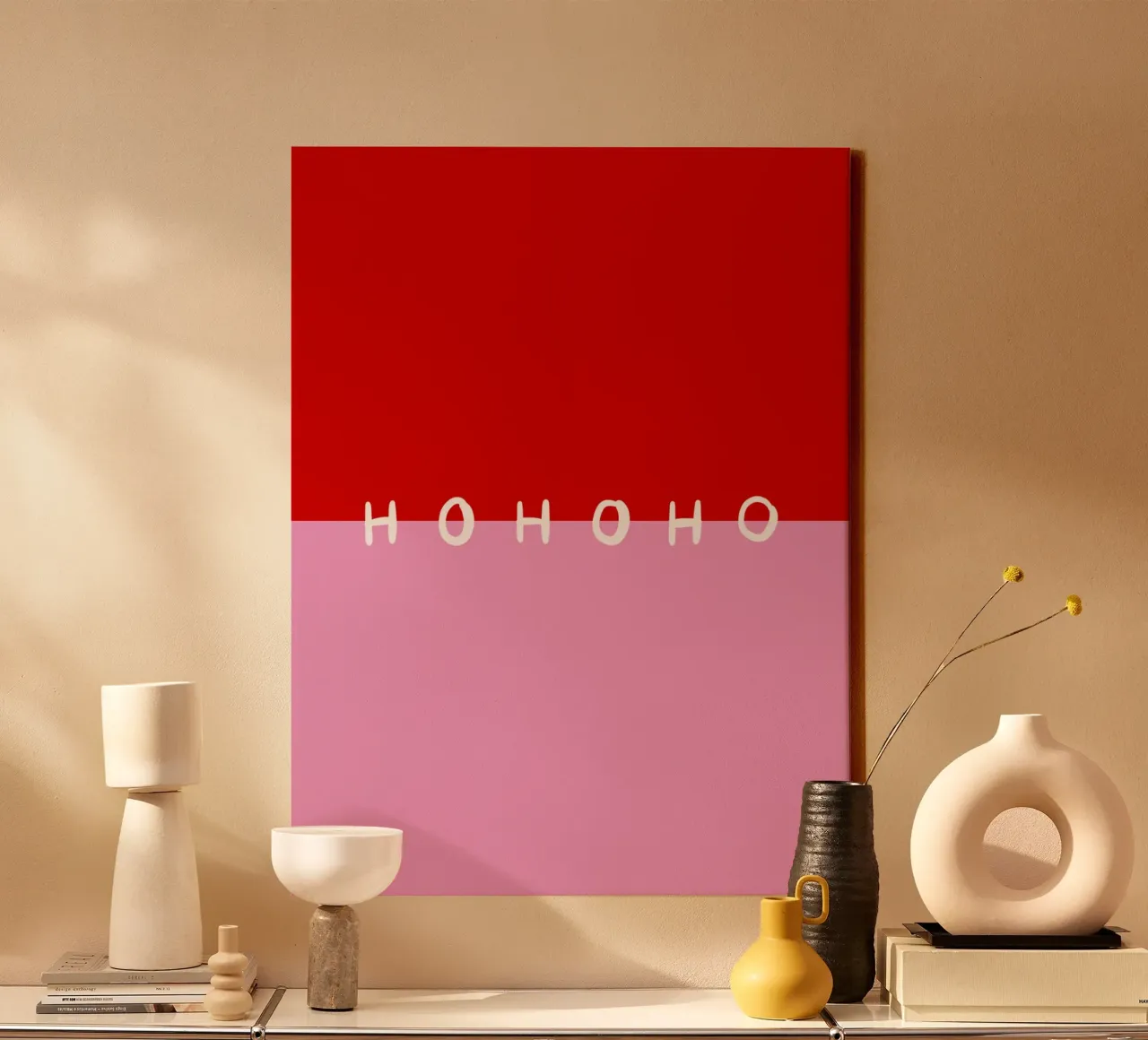Hohoho Color Block Rot Pink canvas by Sophie Augustin Illustration