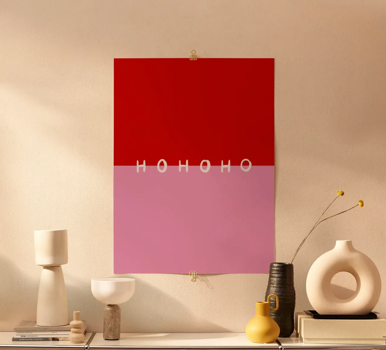 Hohoho Color Block Rot Pink hahnemühle van Sophie Augustin Illustration