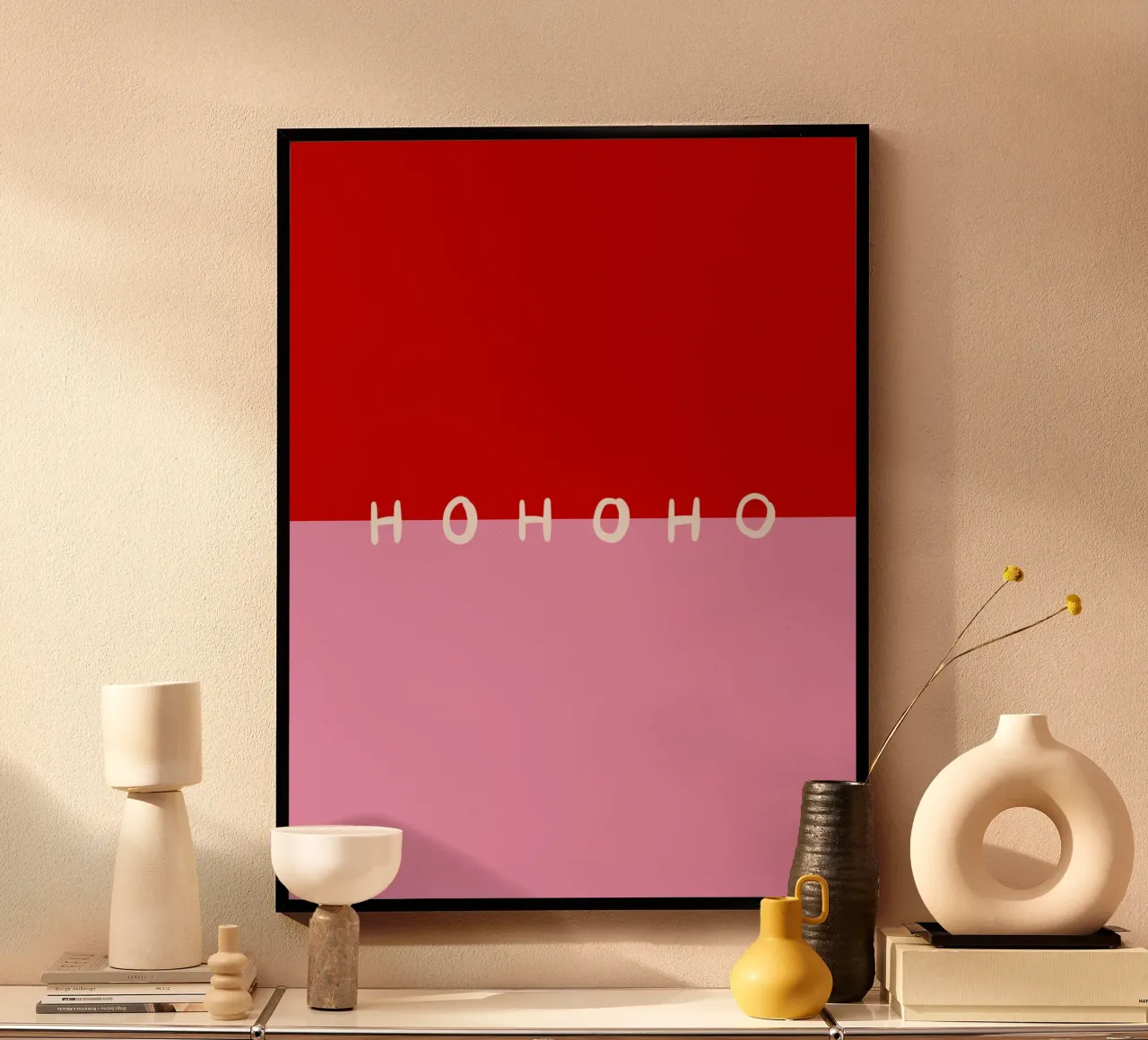 Hohoho Color Block Rot Pink hahnemühle van Sophie Augustin Illustration