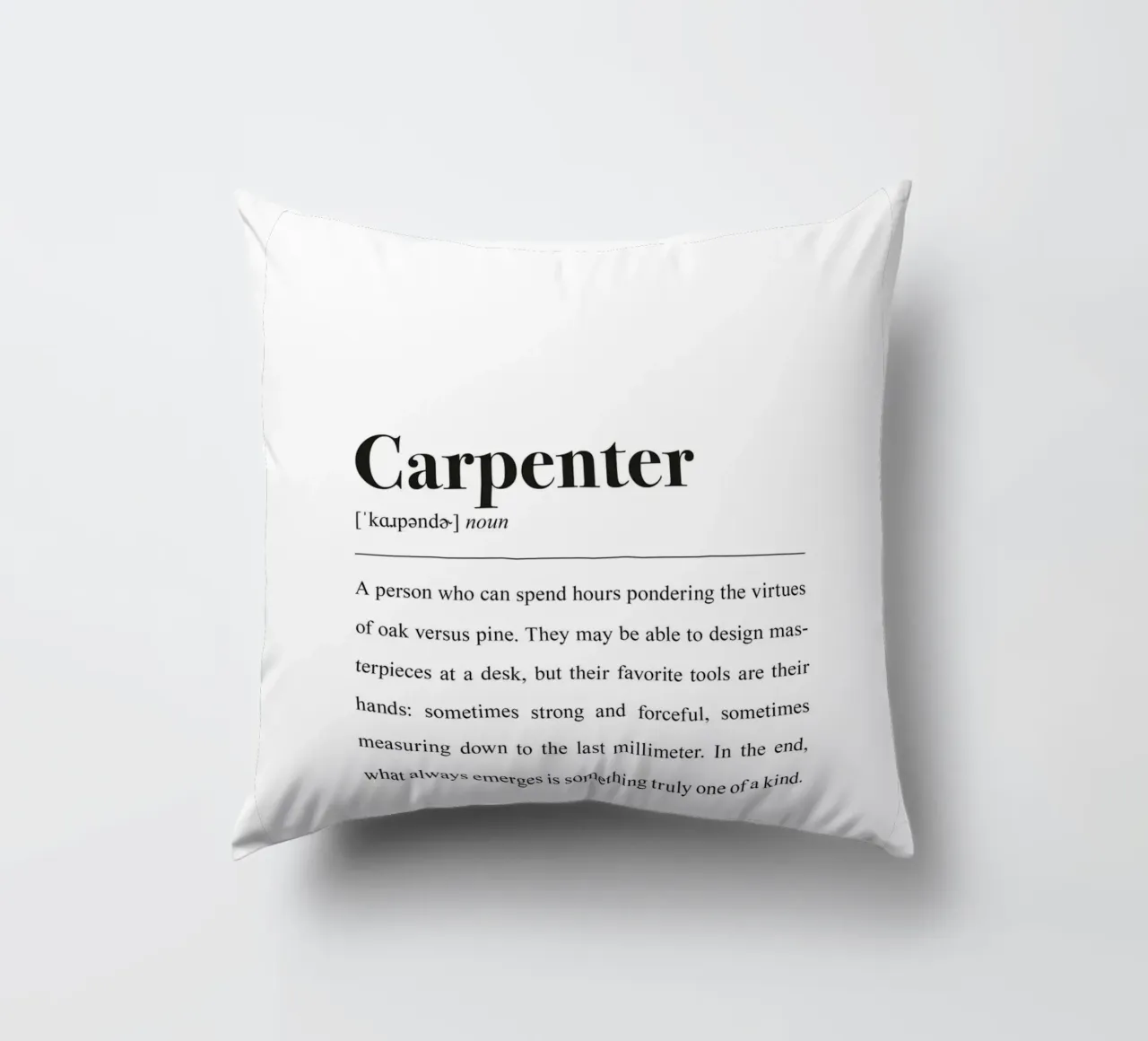 Tischler definition in the Style dictionary (English version) decorative cushion by Pulse of Art