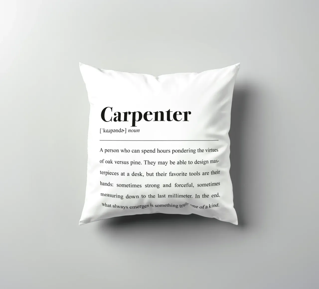 Tischler definition in the Style dictionary (English version) decorative cushion by Pulse of Art