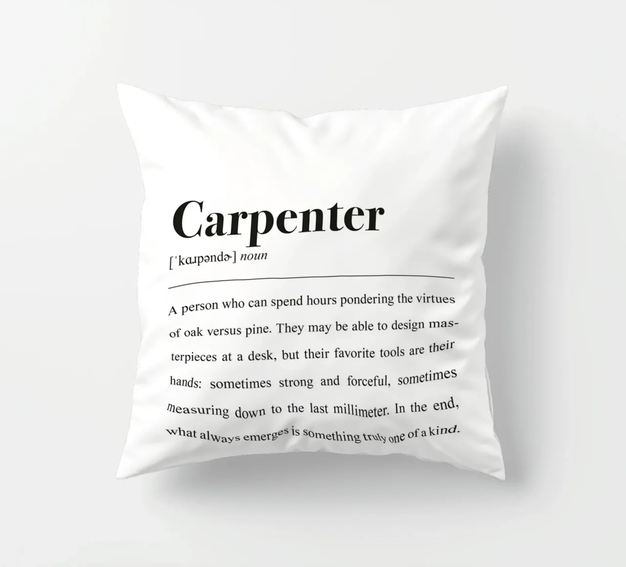 Tischler definition in the Style dictionary (English version) decorative cushion by Pulse of Art