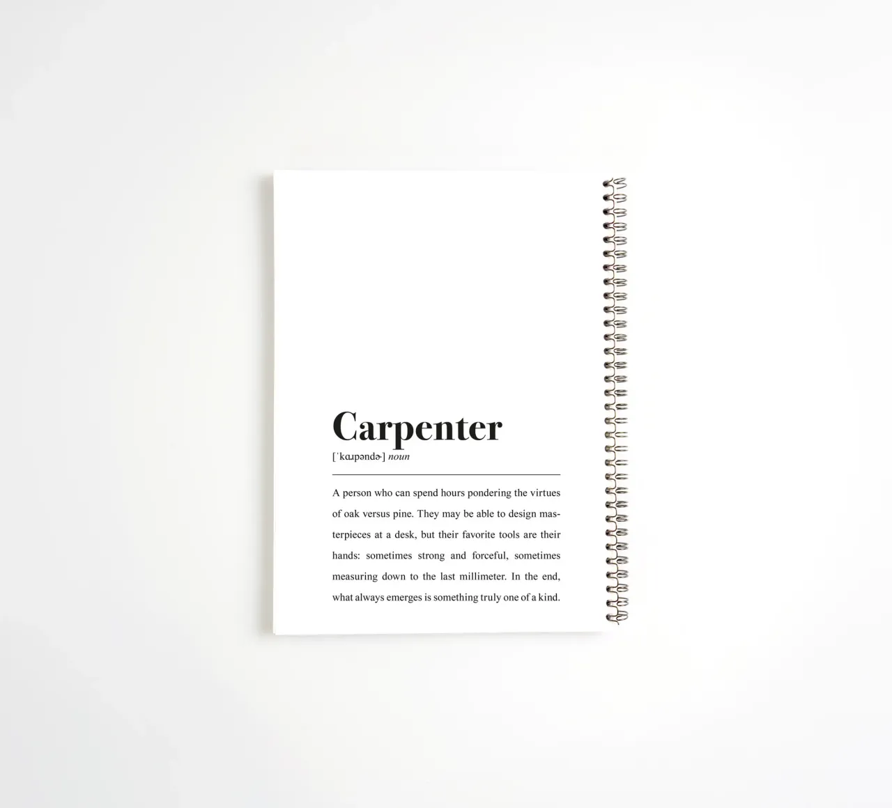 Tischler definition in the Style dictionary (English version) spiral notebook by Pulse of Art