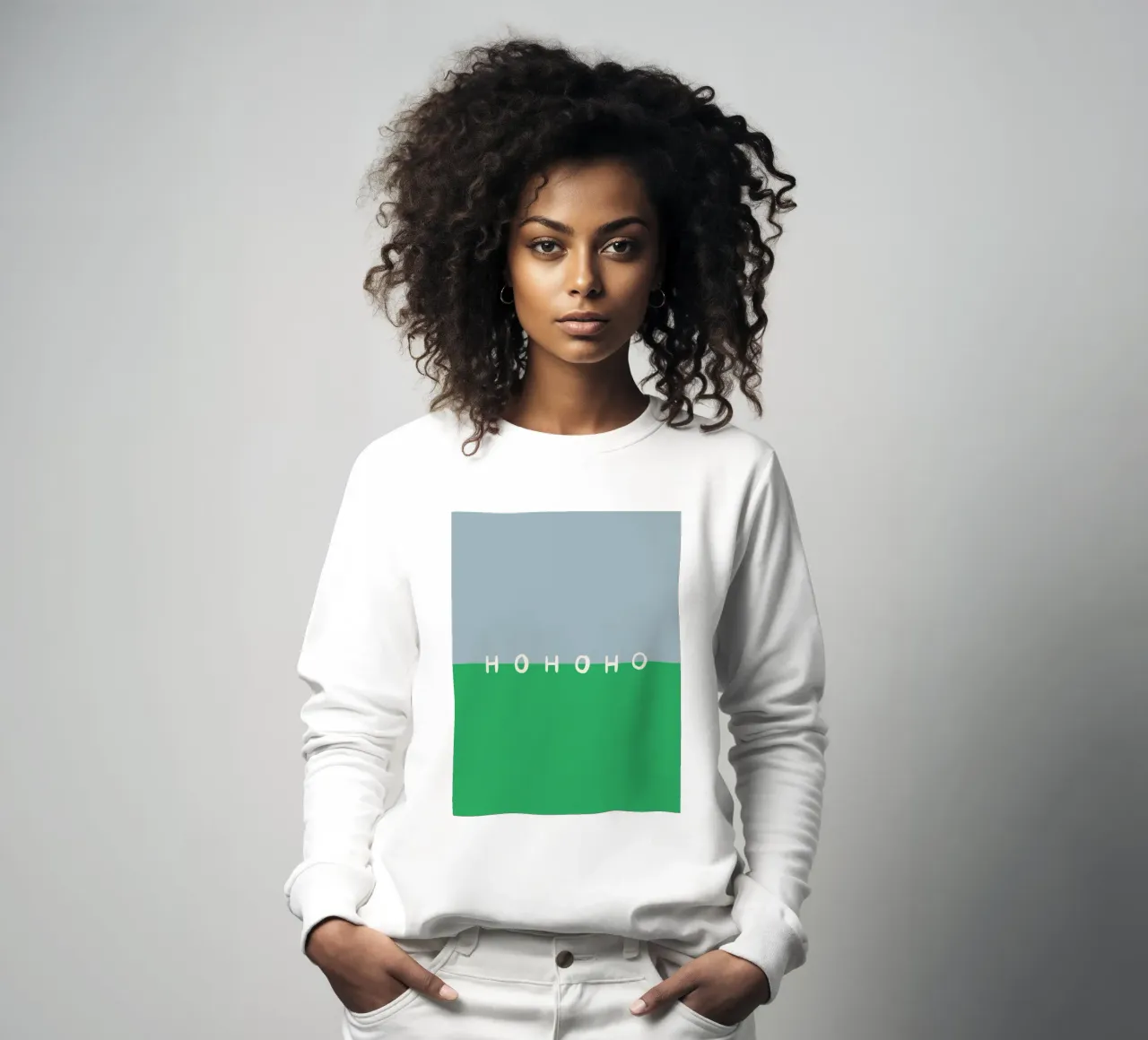 Hohoho Color Block Grün sweatshirt van Sophie Augustin Illustration