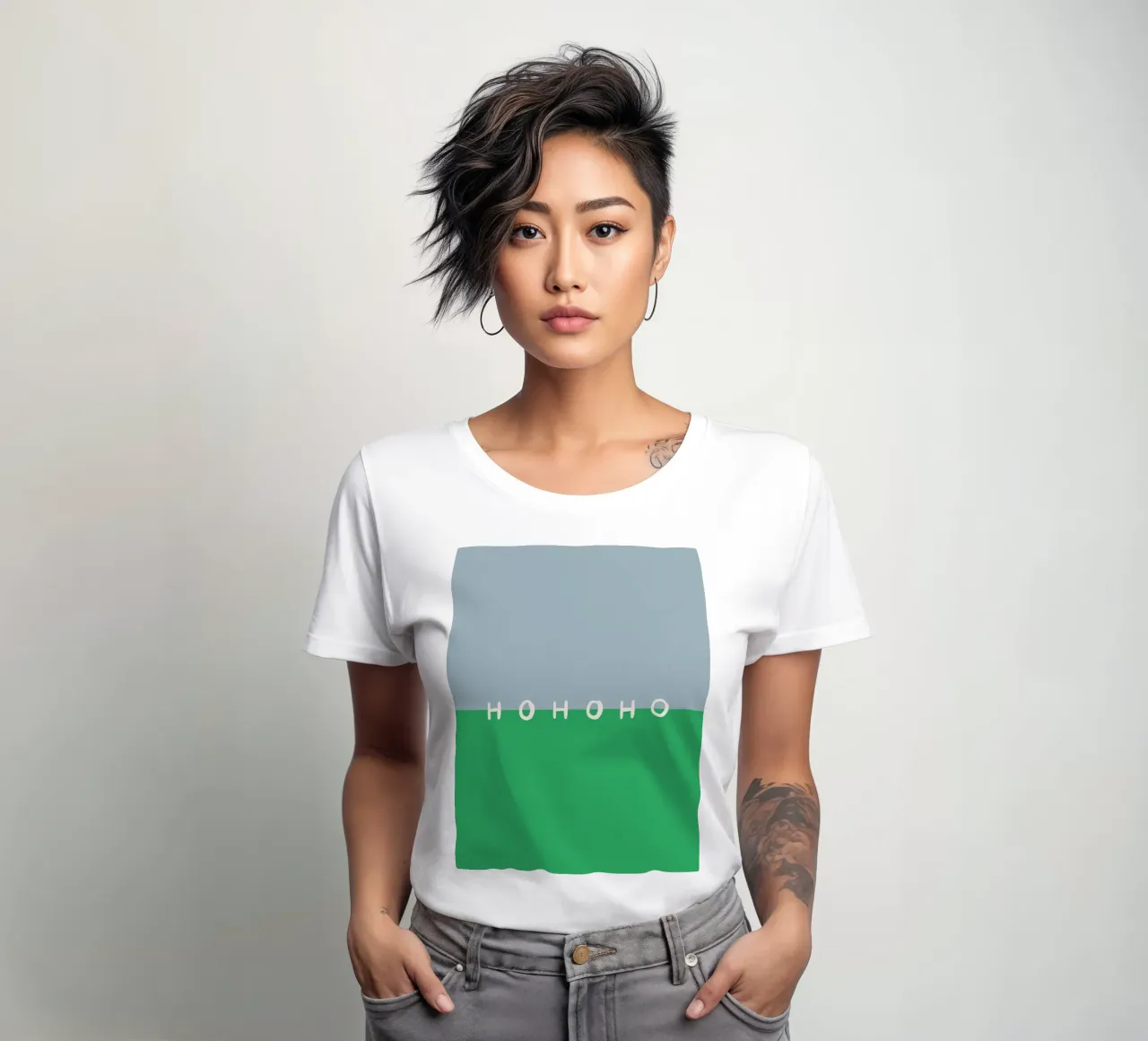 Hohoho Color Block Grün t-shirt da donna da Sophie Augustin Illustration