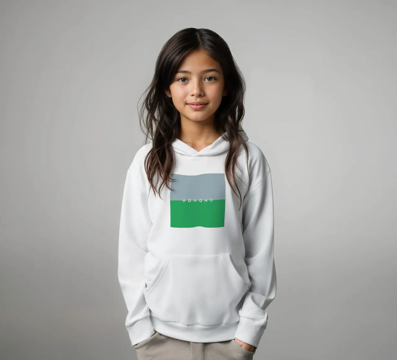 Hohoho Color Block Grün sudadera con capucha para niño de Sophie Augustin Illustration