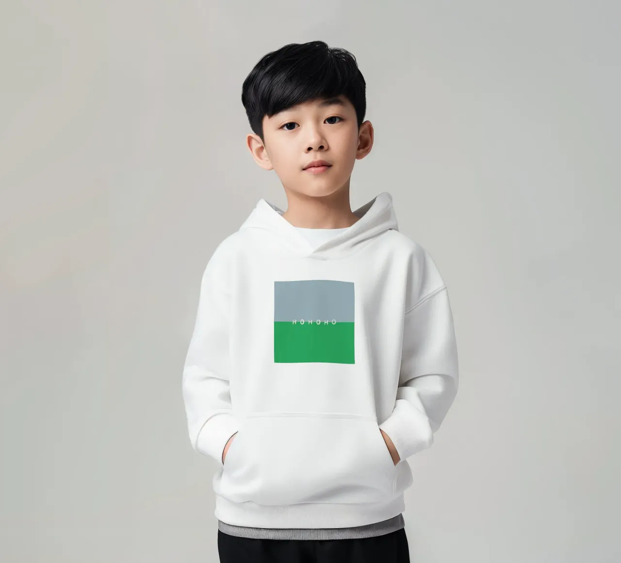 Hohoho Color Block Grün sudadera con capucha para niño de Sophie Augustin Illustration