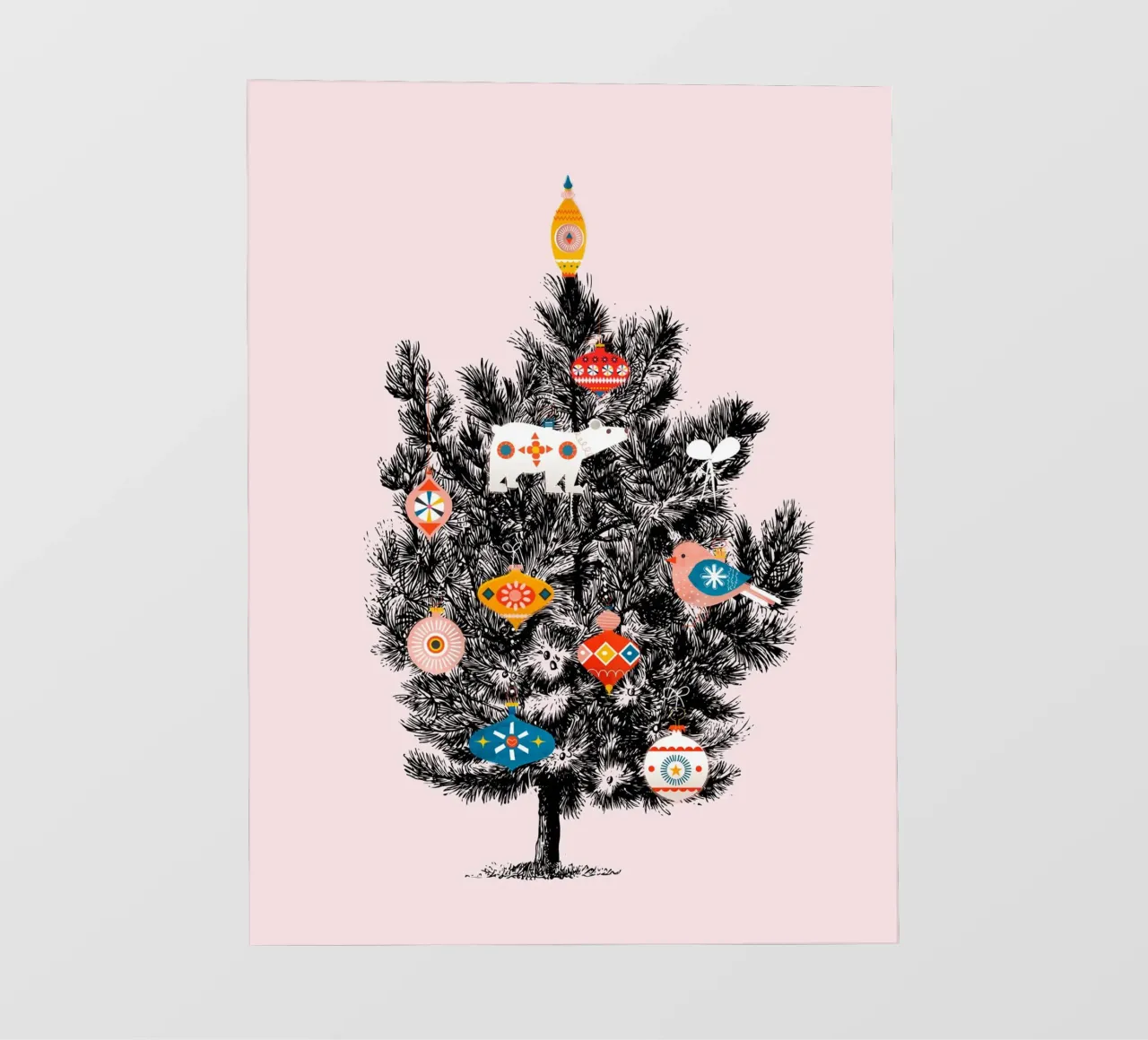 Albero di Natale retrò con ornamenti vintage telo in pvc da showmemars