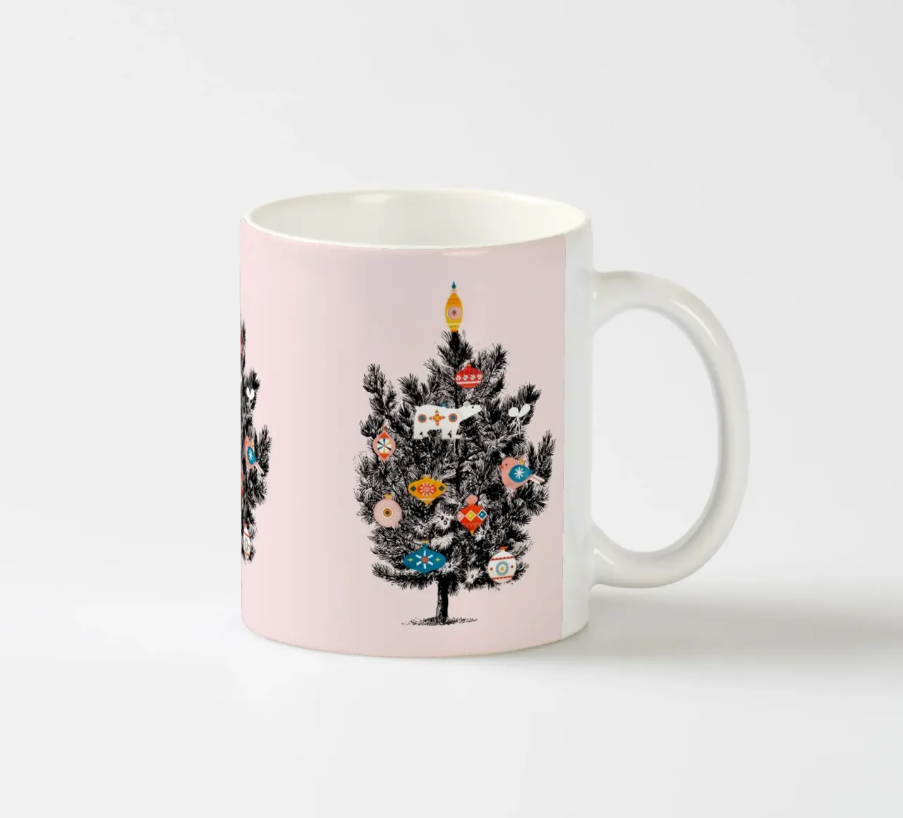Albero di Natale retrò con ornamenti vintage tazza in ceramica da showmemars