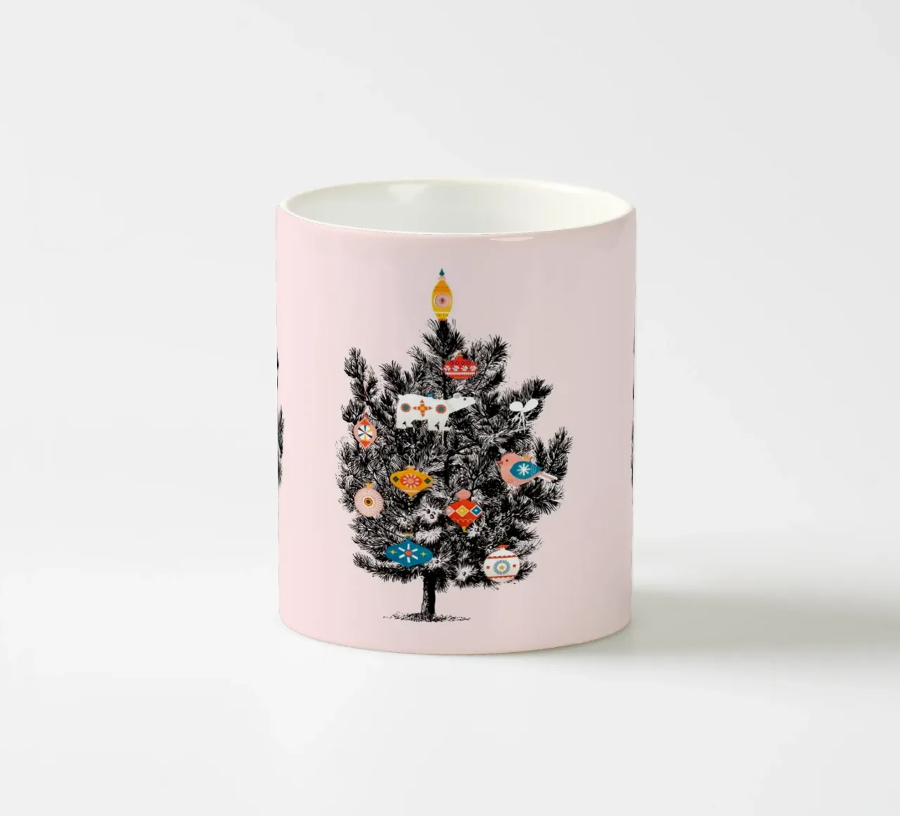 Albero di Natale retrò con ornamenti vintage tazza in ceramica da showmemars