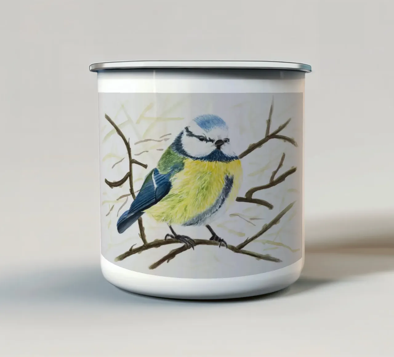 Cinciarella blu tazza in smalto da Barbara Buderath Illustrationen