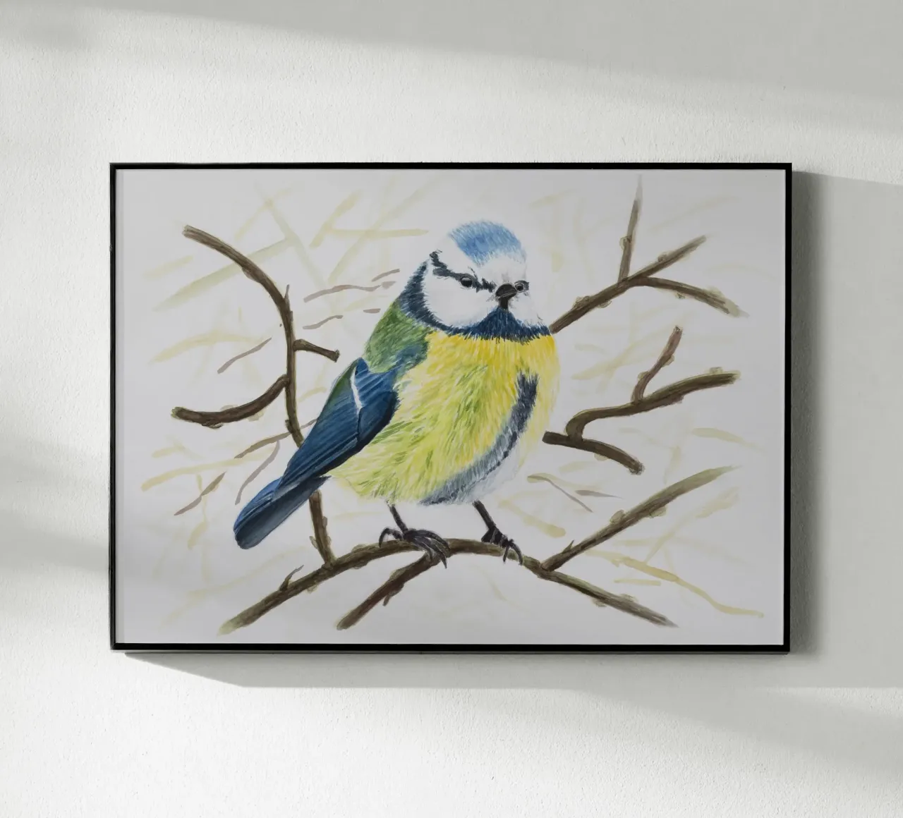 Cinciarella blu plexiglass da Barbara Buderath Illustrationen