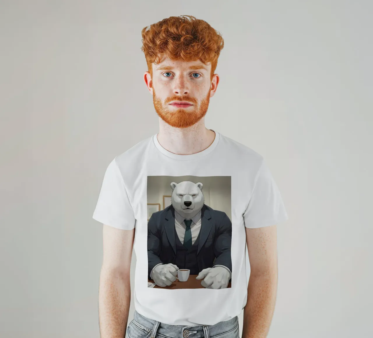Orso polare in tuta con caffè t-shirt da DesignDoodle
