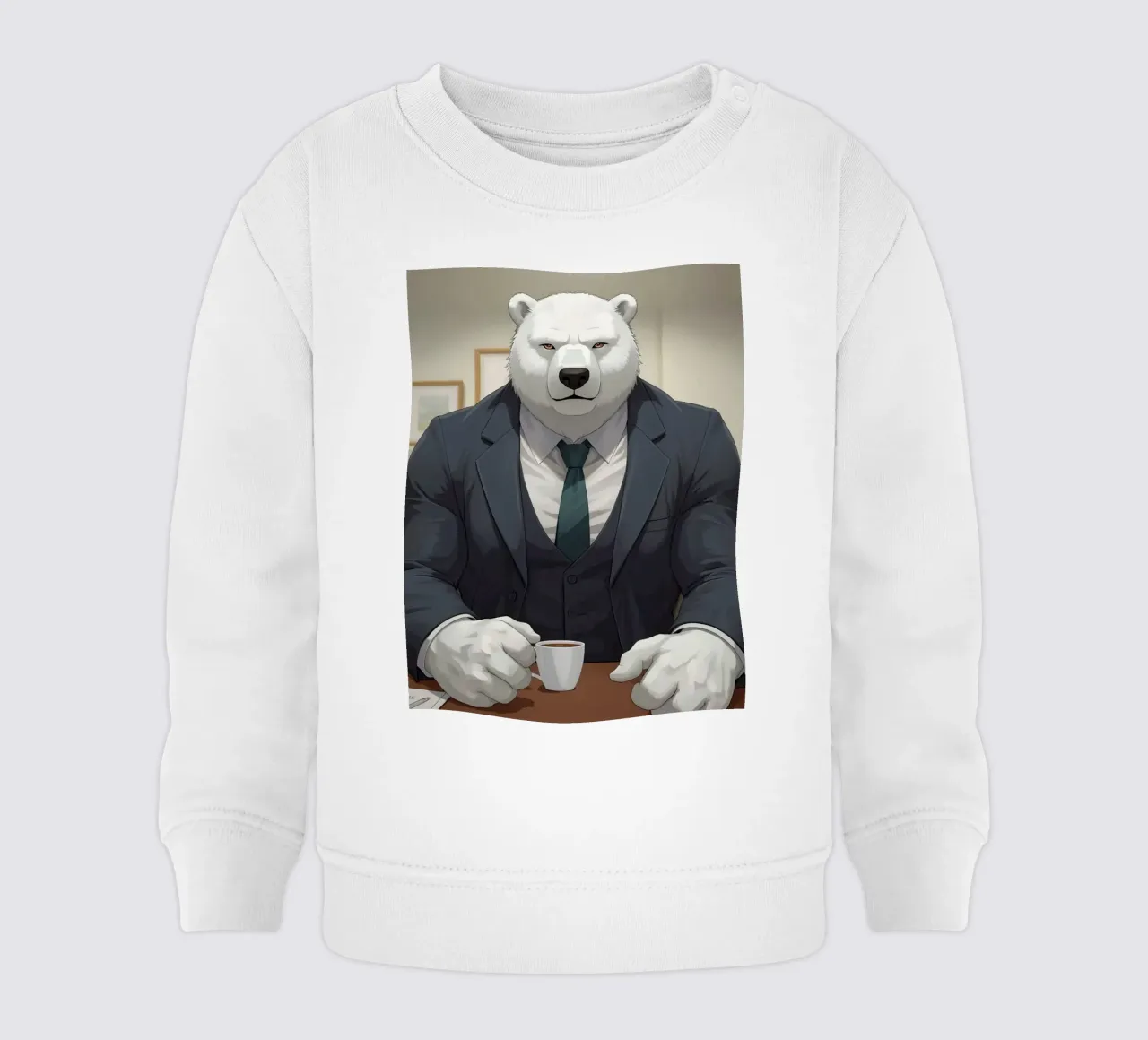 Orso polare in tuta con caffè felpa neonato da DesignDoodle