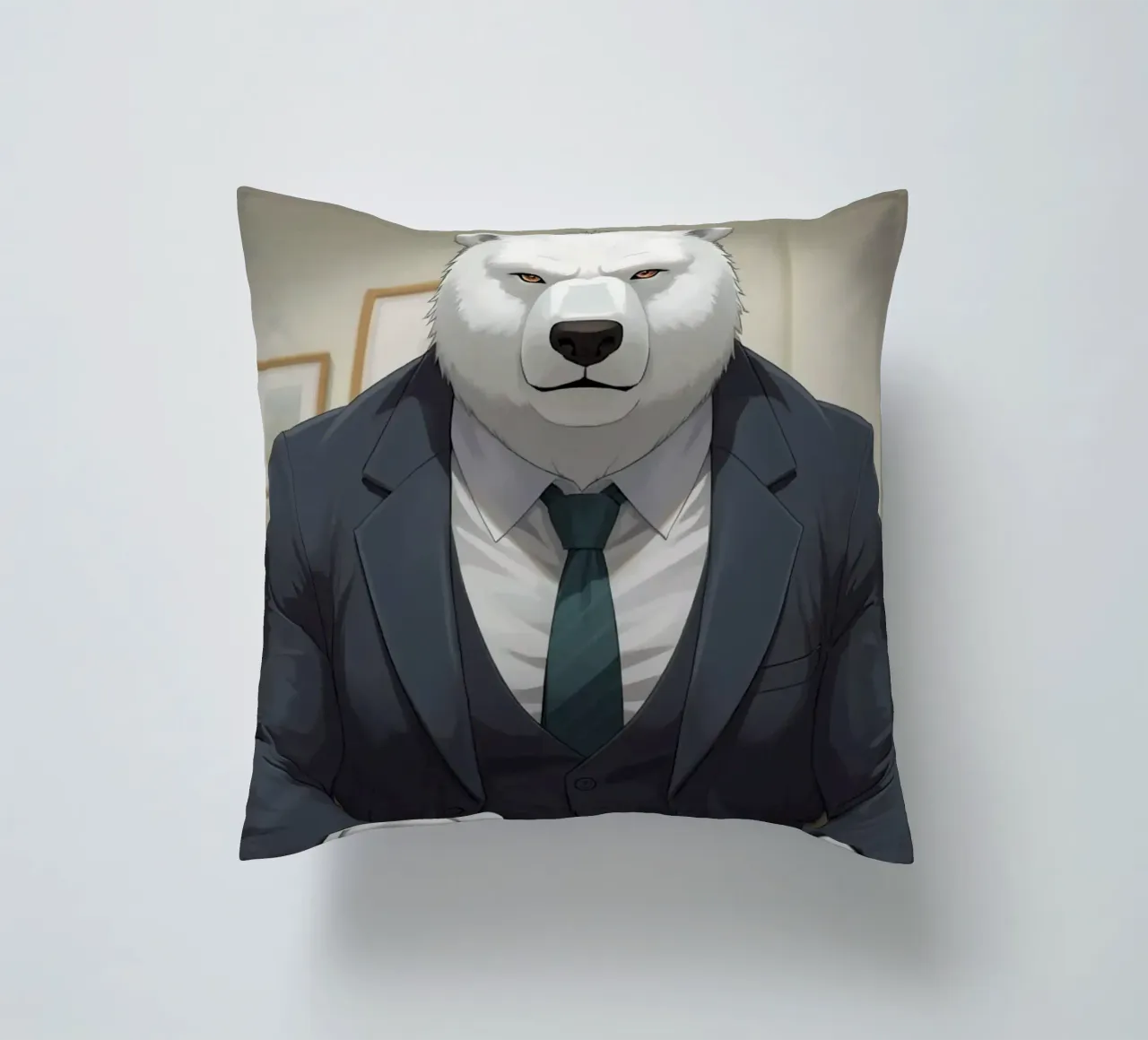 Orso polare in tuta con caffè cuscino da DesignDoodle