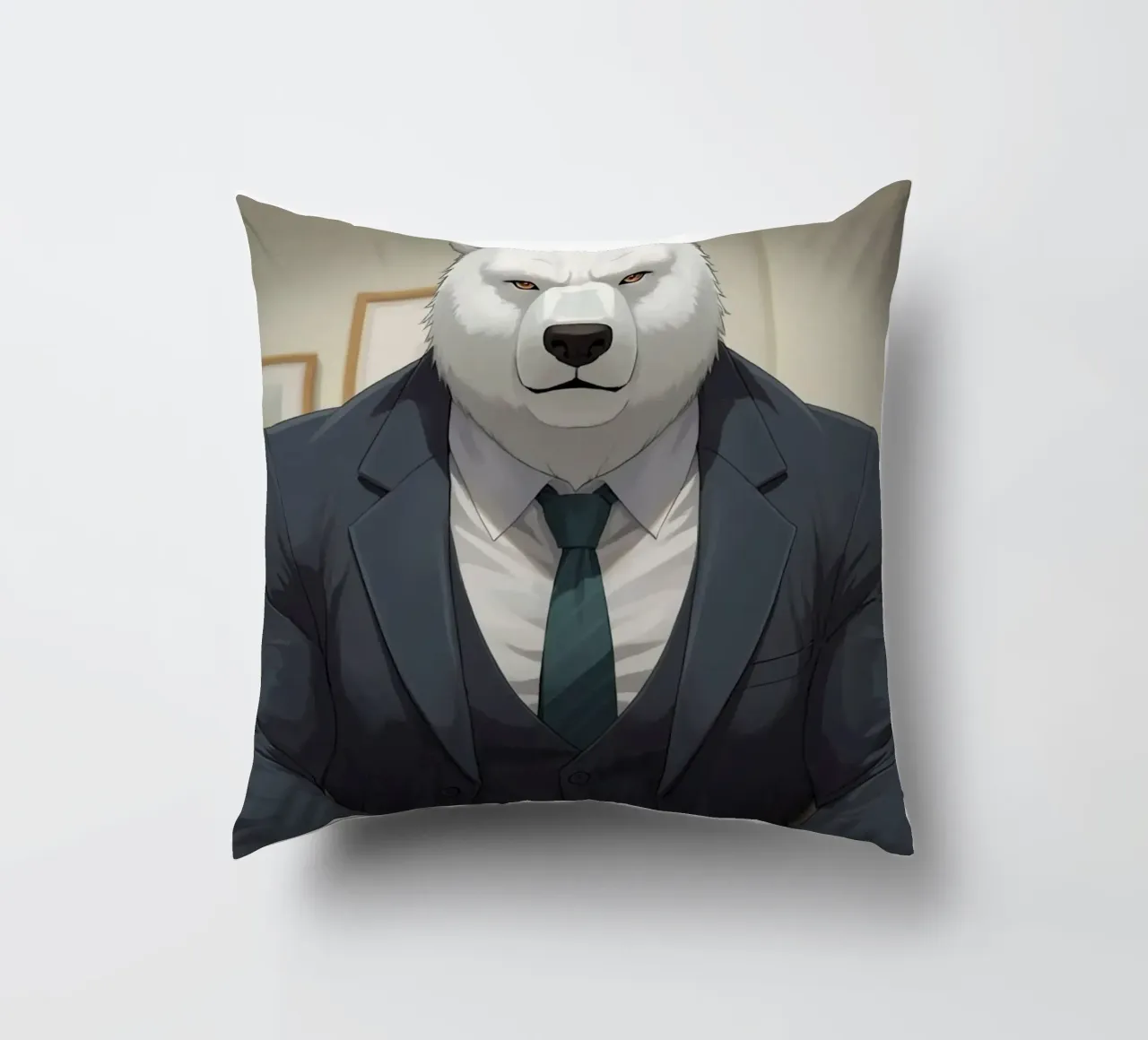 Orso polare in tuta con caffè cuscino da DesignDoodle