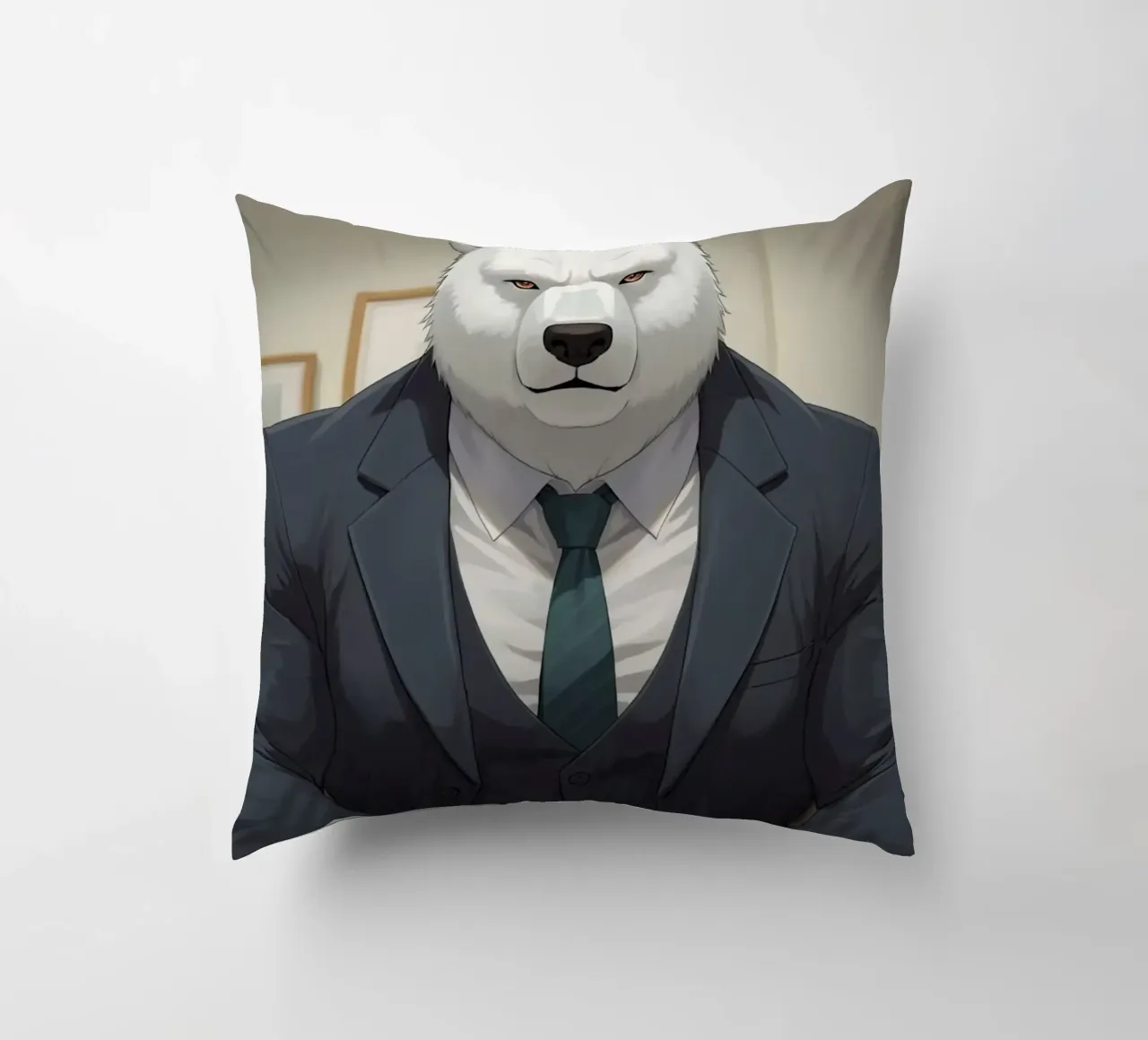 Orso polare in tuta con caffè cuscino da DesignDoodle