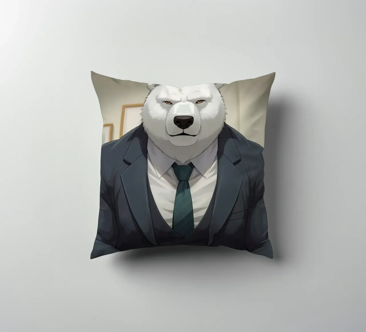 Orso polare in tuta con caffè cuscino da DesignDoodle