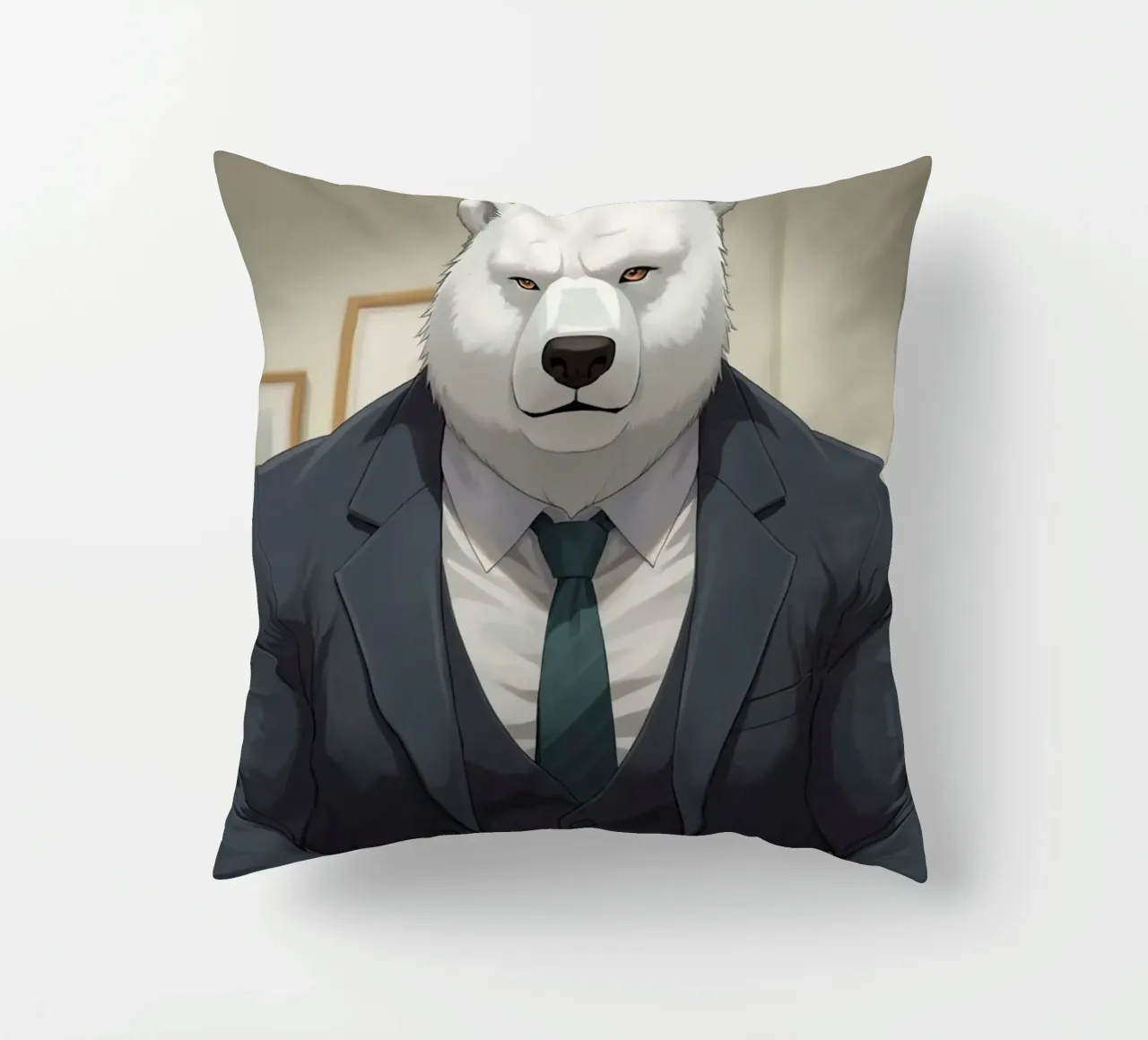 Orso polare in tuta con caffè cuscino da DesignDoodle