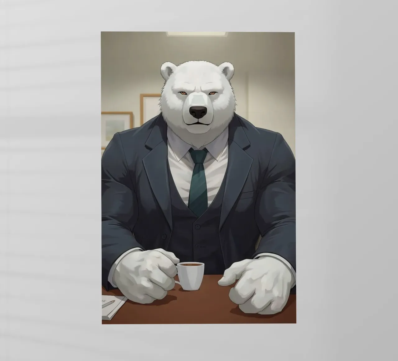 Orso polare in tuta con caffè pellicola backlit da DesignDoodle