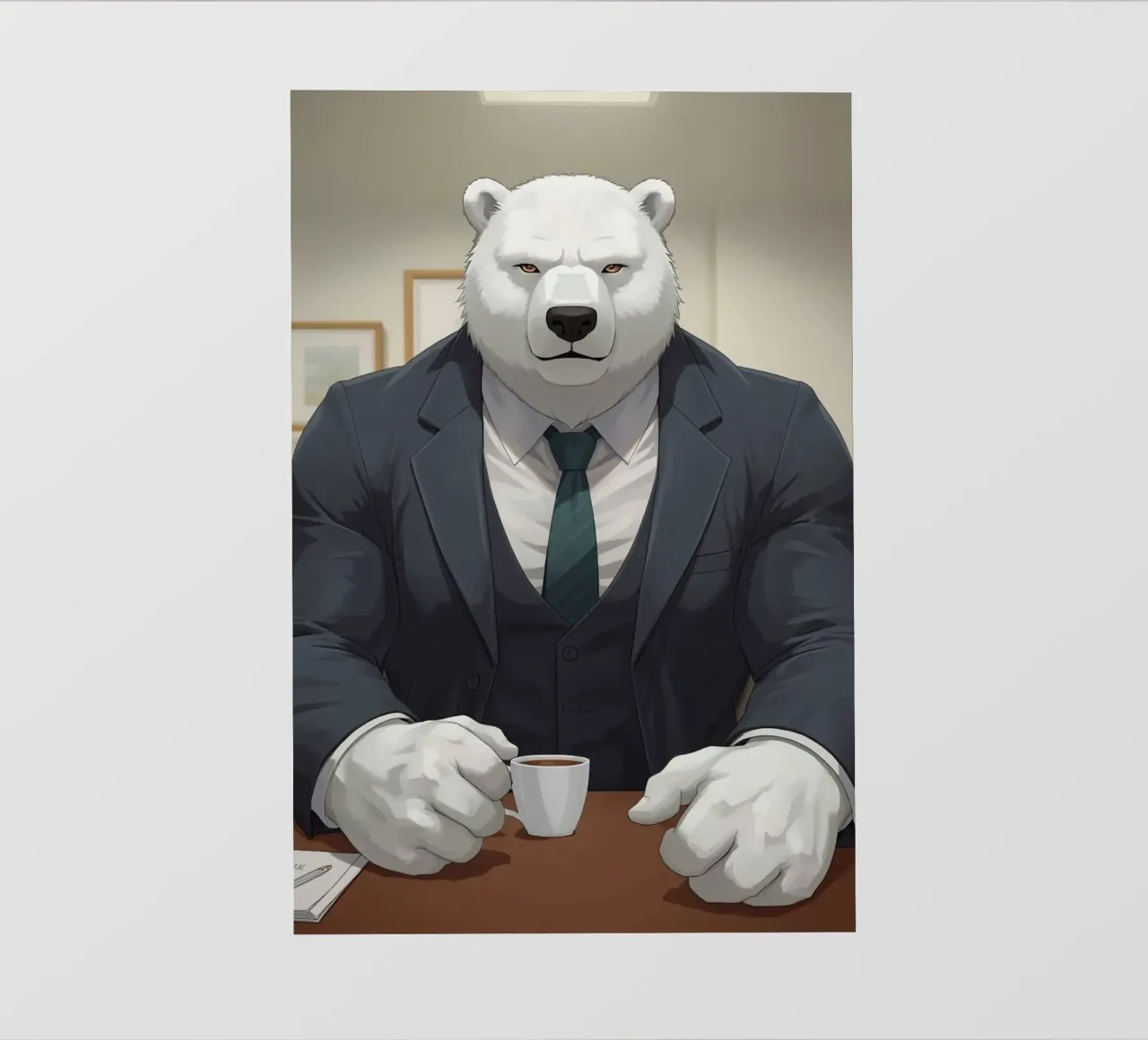 Orso polare in tuta con caffè telo in pvc da DesignDoodle