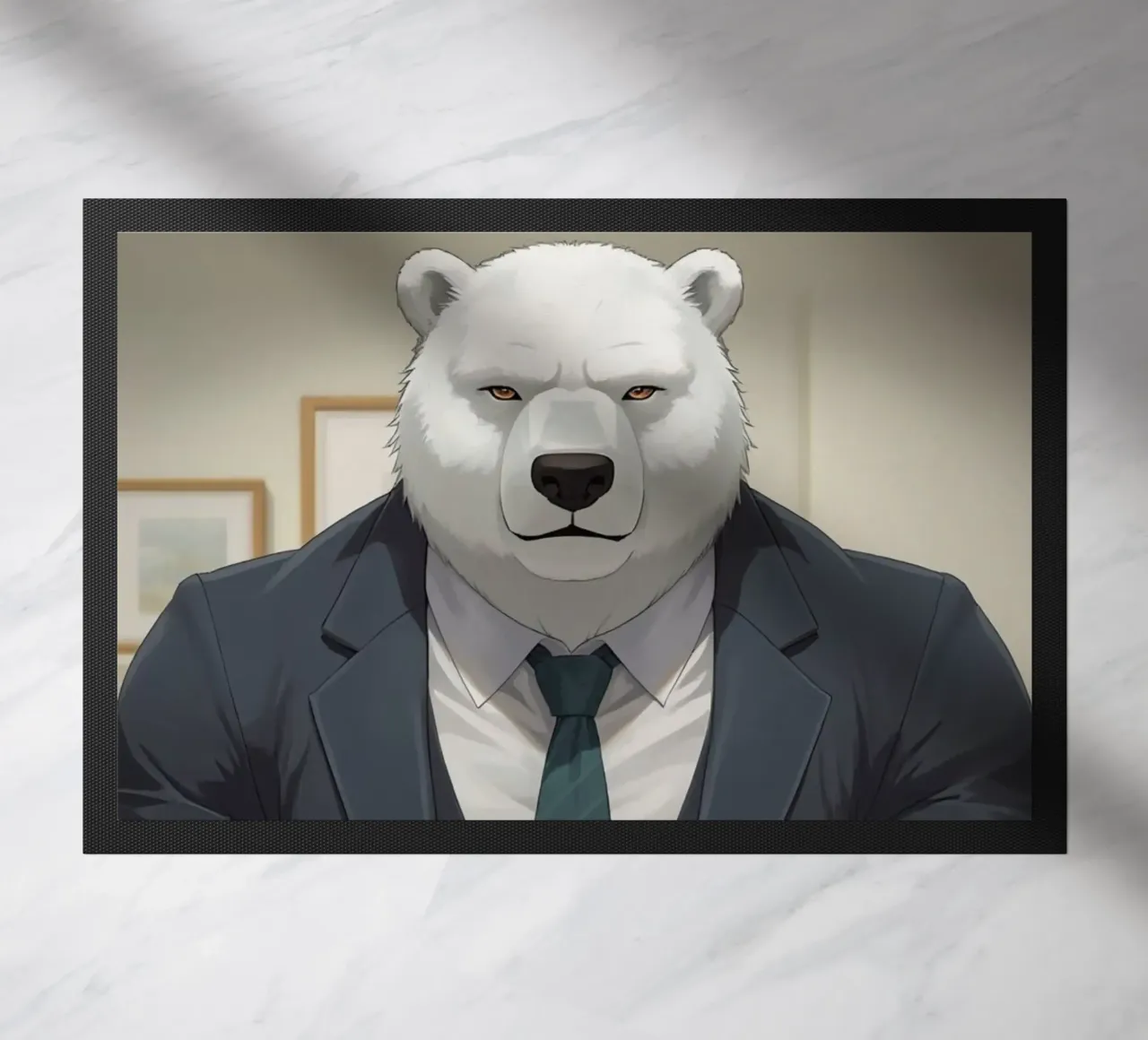 Orso polare in tuta con caffè zerbino da DesignDoodle