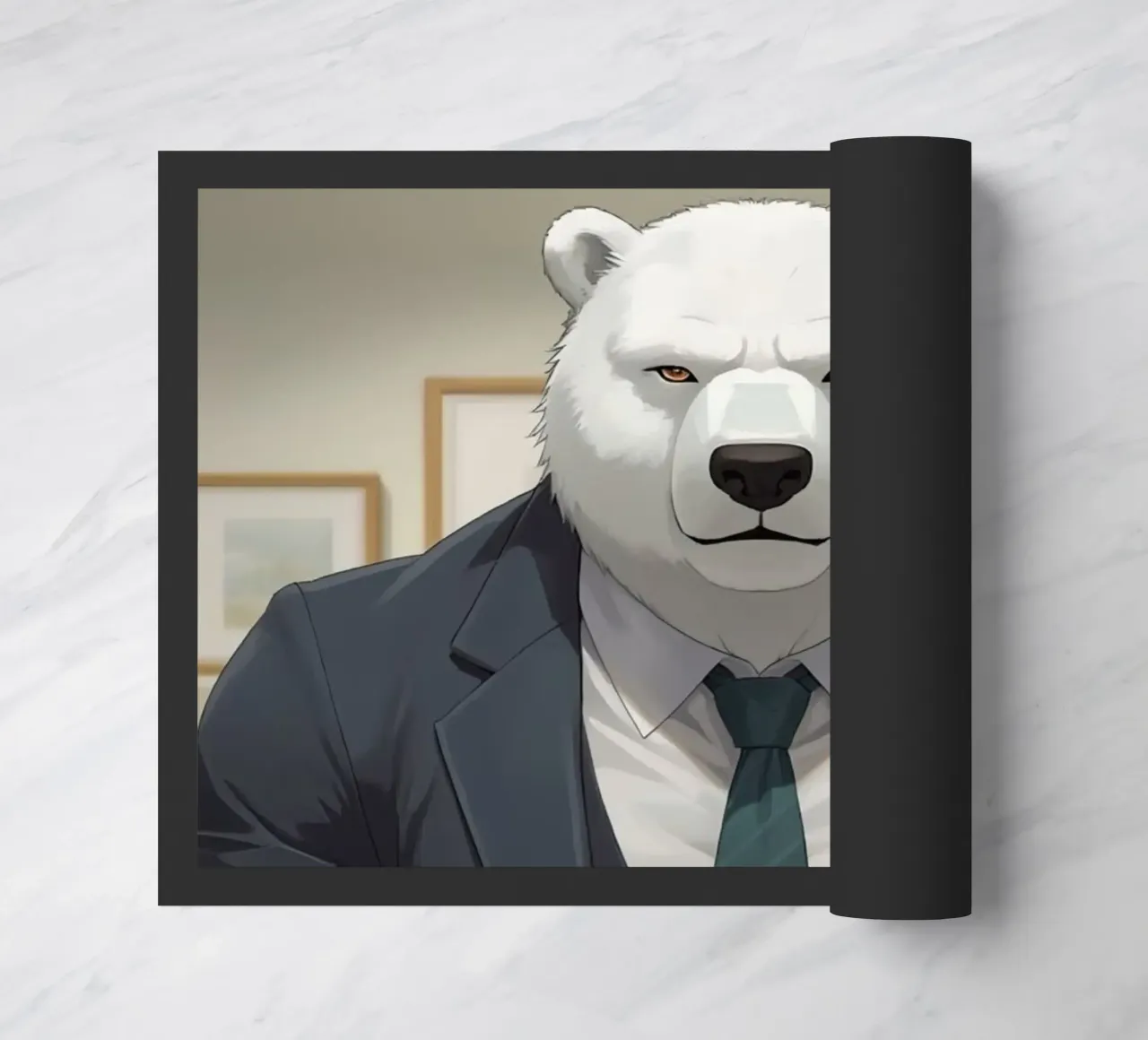 Orso polare in tuta con caffè zerbino da DesignDoodle
