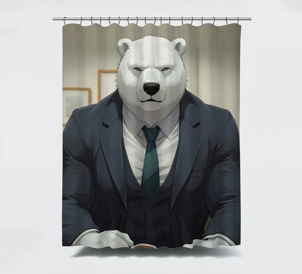 Orso polare in tuta con caffè tenda da doccia da DesignDoodle
