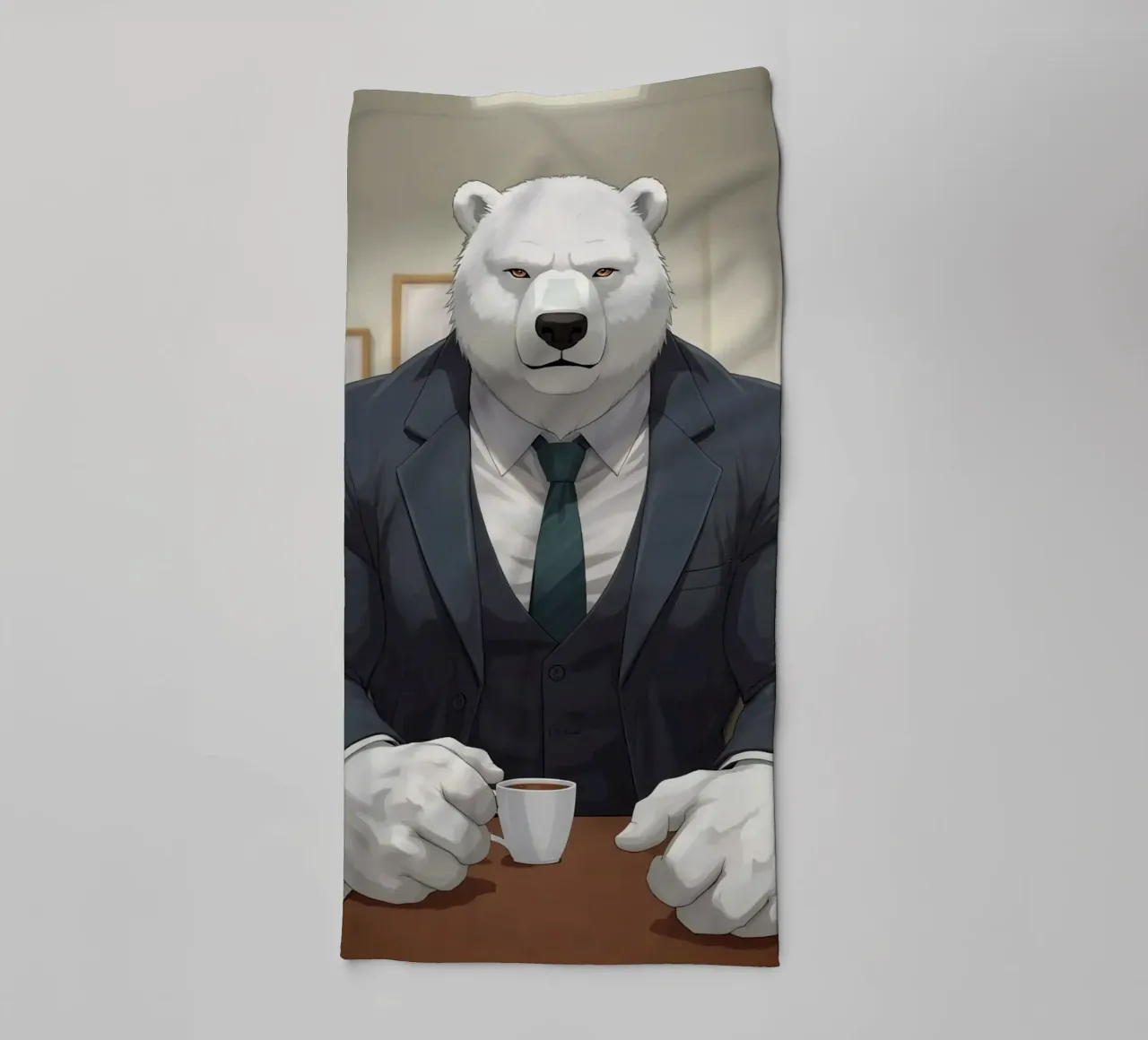 Orso polare in tuta con caffè asciugamano da bagno da DesignDoodle