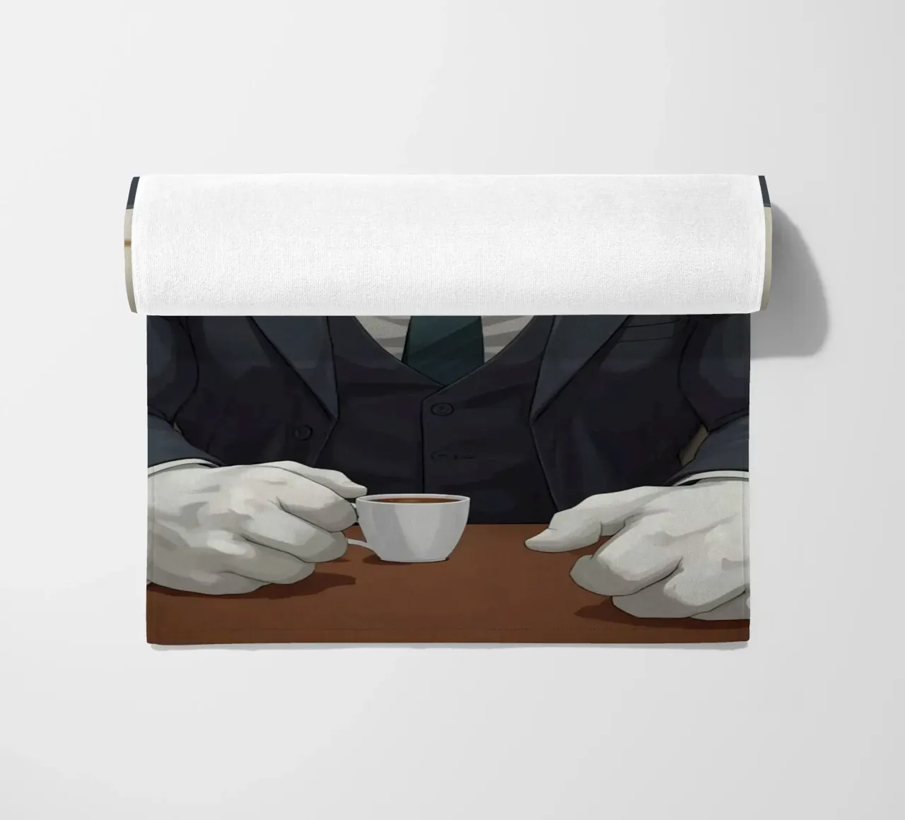Orso polare in tuta con caffè telo mare da DesignDoodle