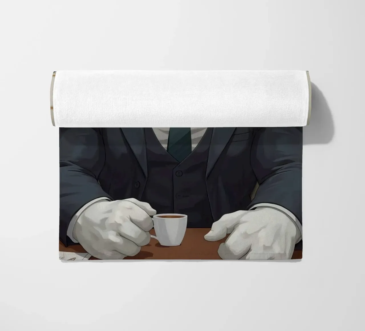 Orso polare in tuta con caffè telo mare da DesignDoodle