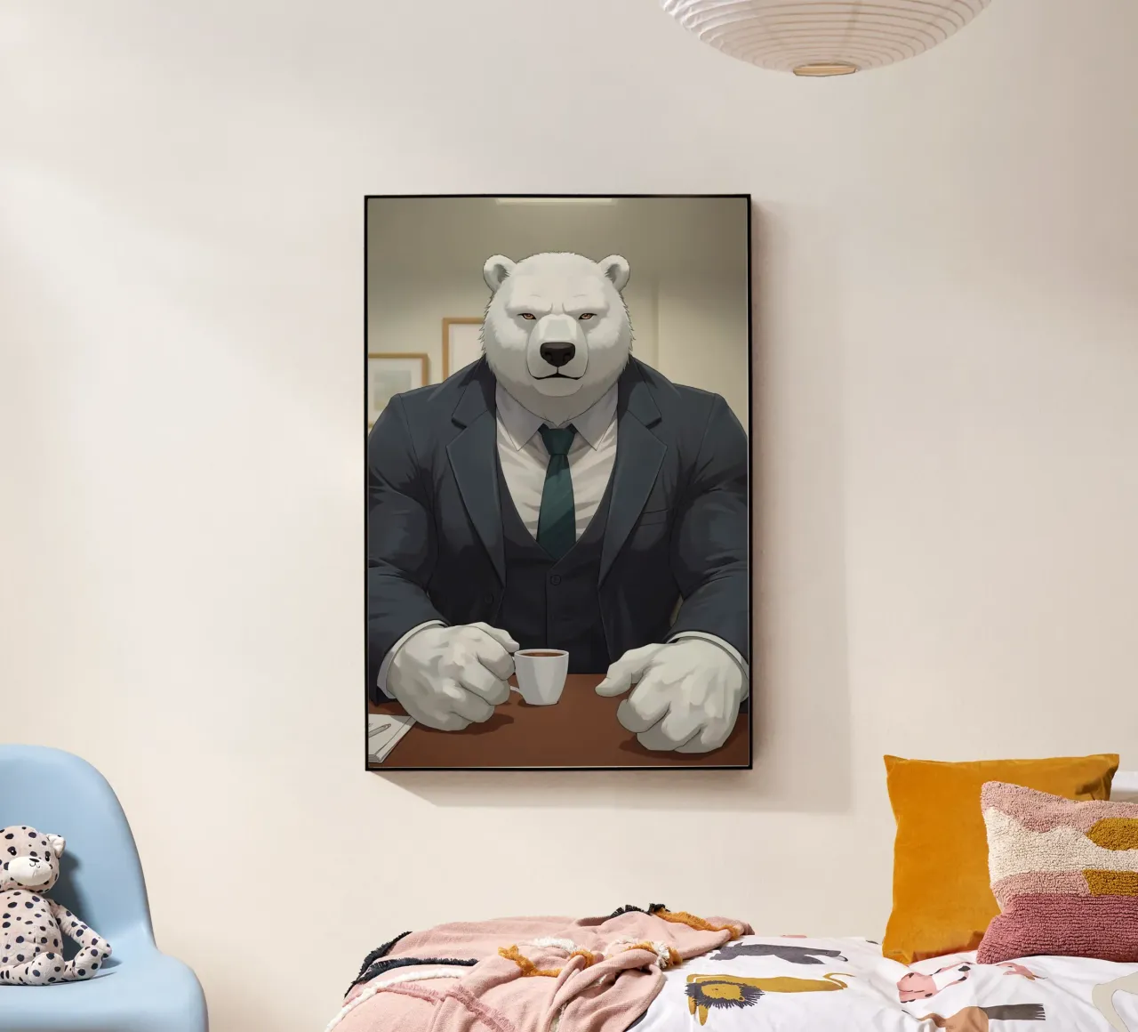 Orso polare in tuta con caffè plexiglass da DesignDoodle