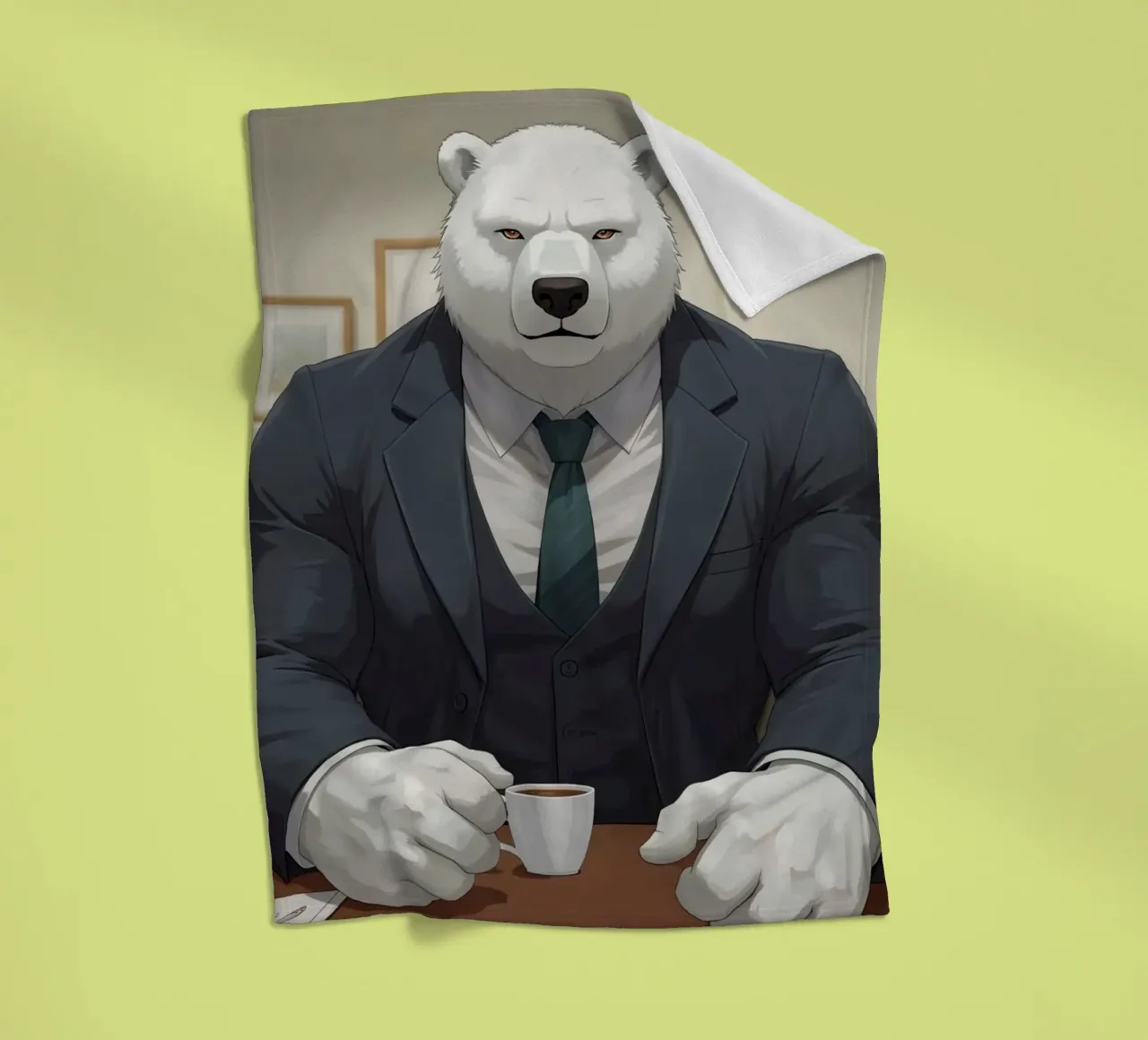 Orso polare in tuta con caffè coperta in pile da DesignDoodle