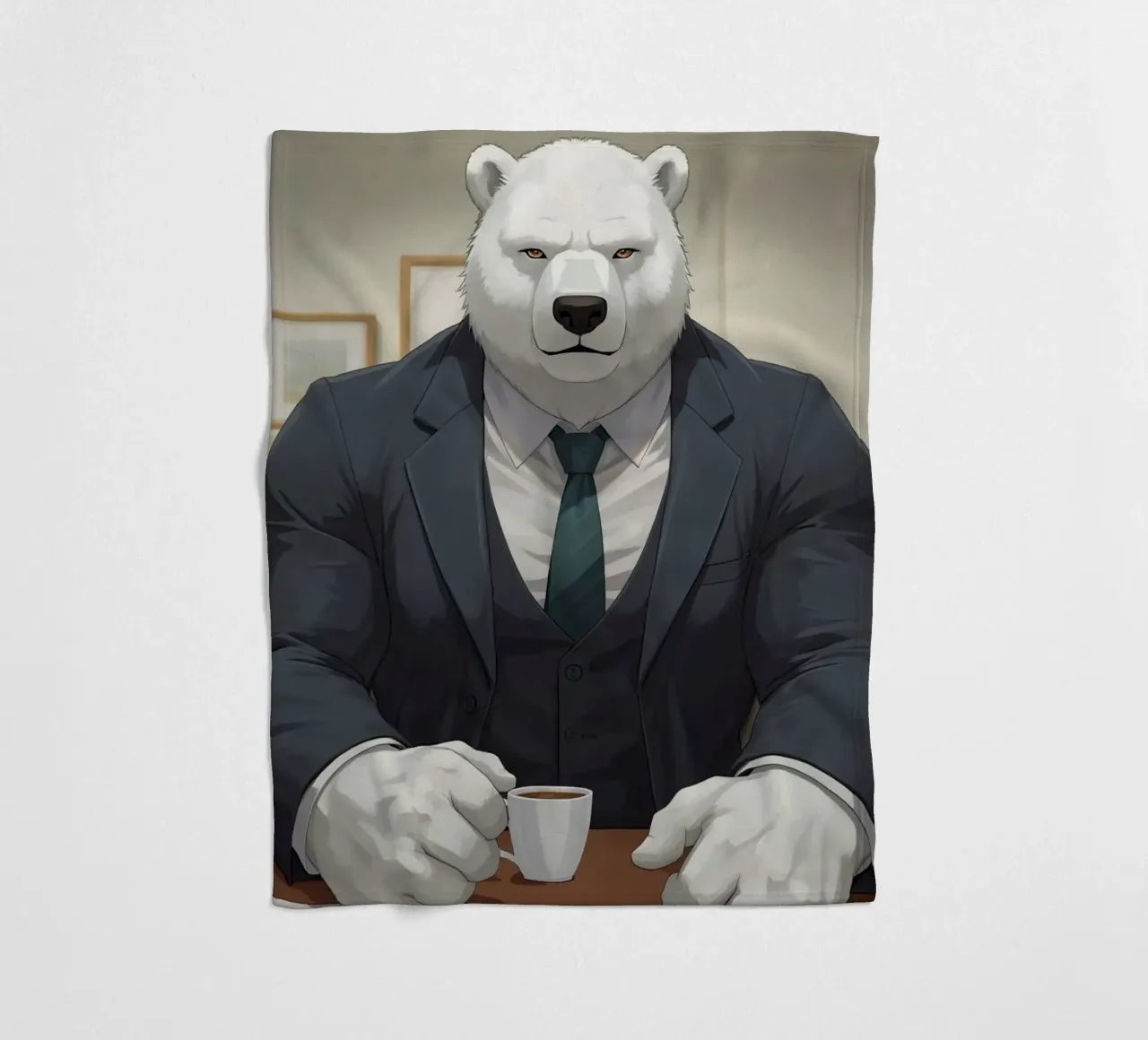 Orso polare in tuta con caffè coperta in pile da DesignDoodle