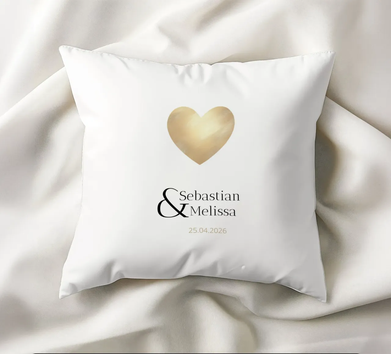 Design personnalisé avec noms et date - Elegant Gold coussin de Imaginative