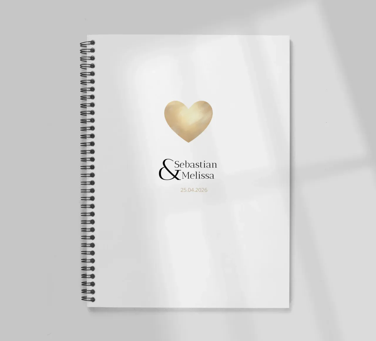 Personalized Design with Names & Date – Elegant Gold spiral notebook by Imaginative