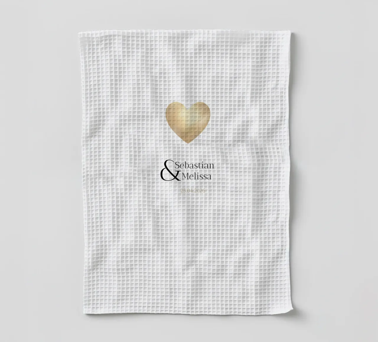 Personalized Design with Names & Date – Elegant Gold tea towel by Imaginative