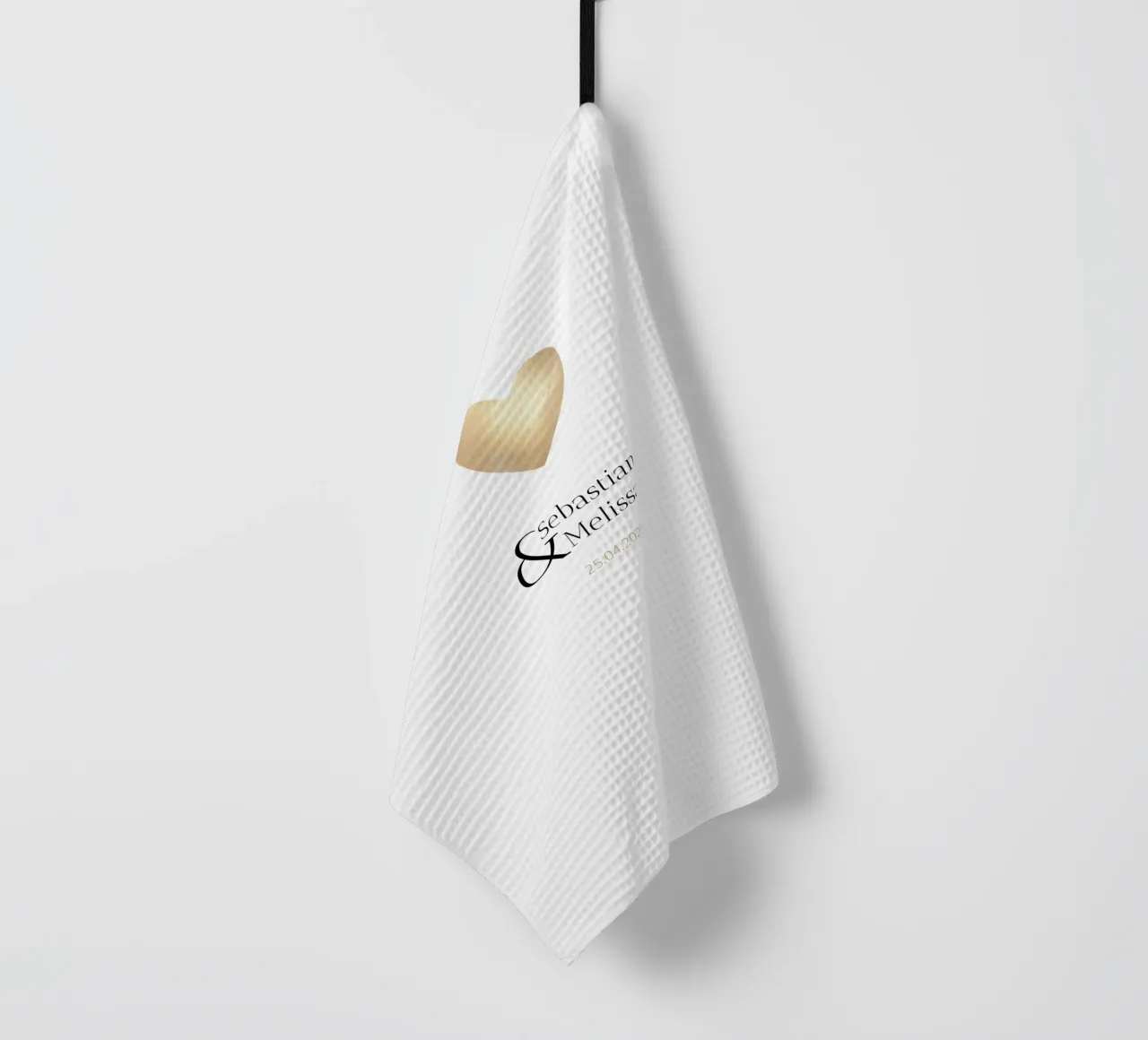 Personalized Design with Names & Date – Elegant Gold tea towel by Imaginative