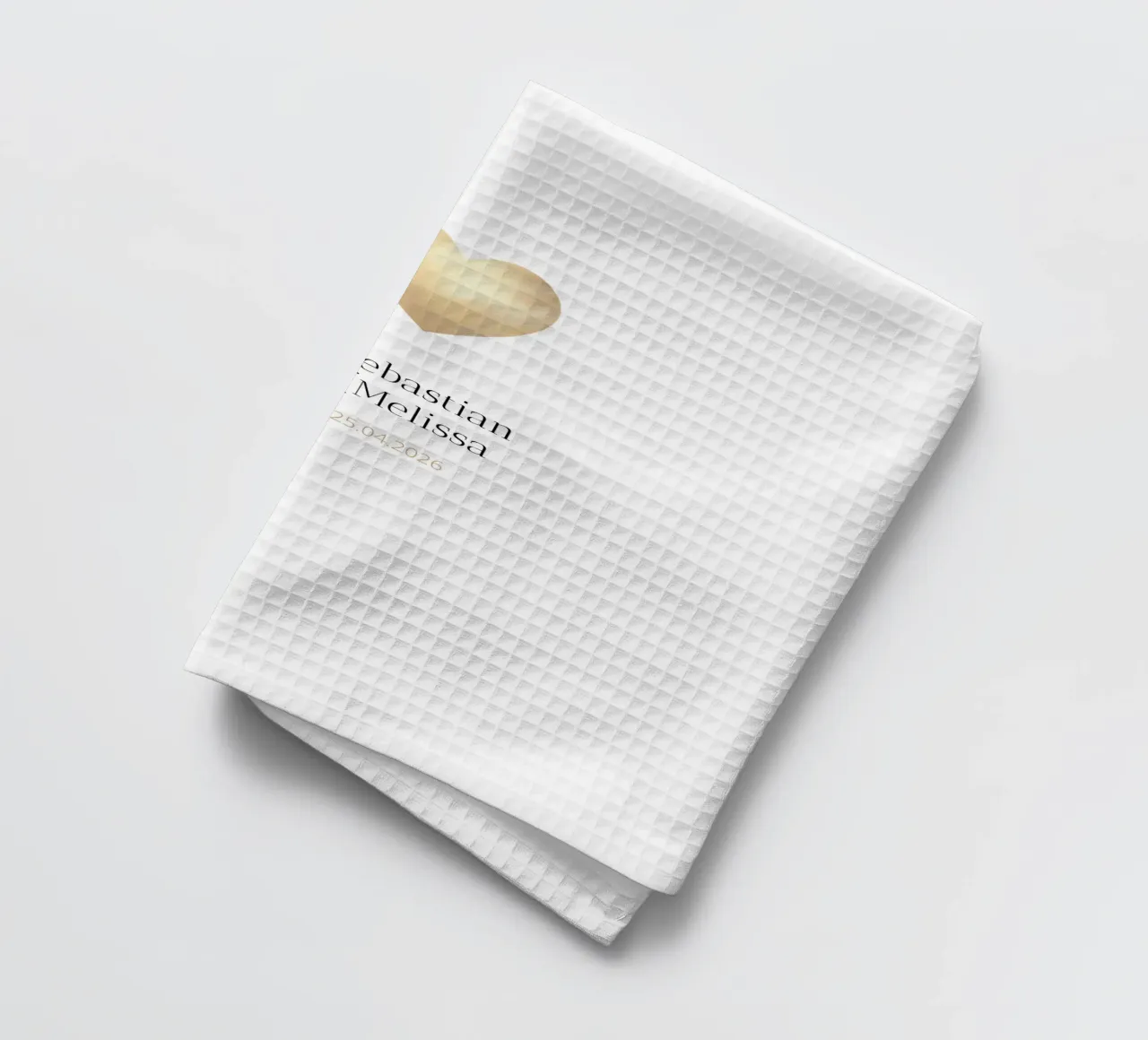 Personalized Design with Names & Date – Elegant Gold tea towel by Imaginative