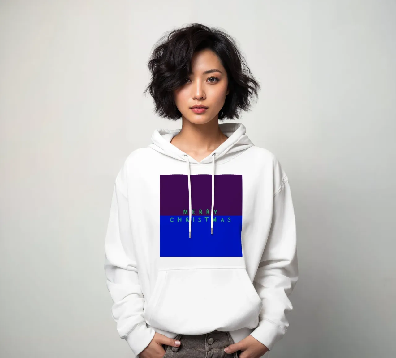 Merry Christmas Color Block Lila Blau felpa con cappuccio da Sophie Augustin Illustration