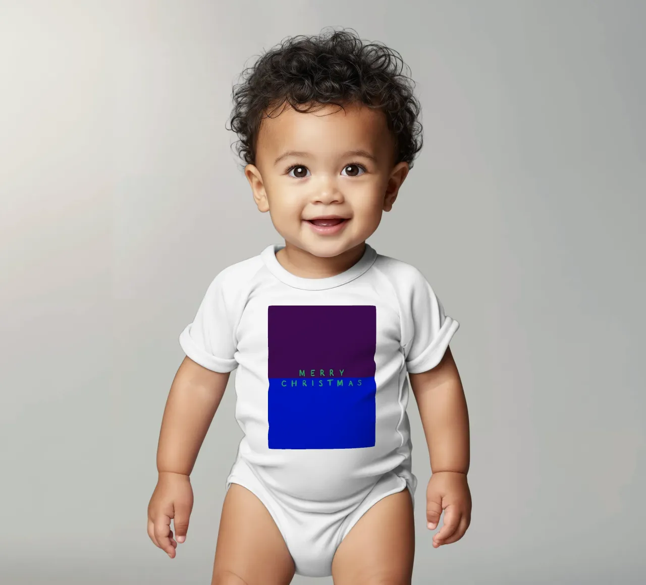 Merry Christmas Color Block Lila Blau body neonato maniche corte da Sophie Augustin Illustration