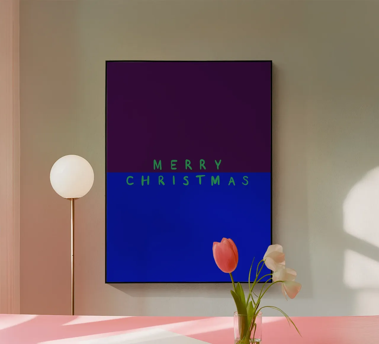Merry Christmas Color Block Lila Blau plexiglass da Sophie Augustin Illustration