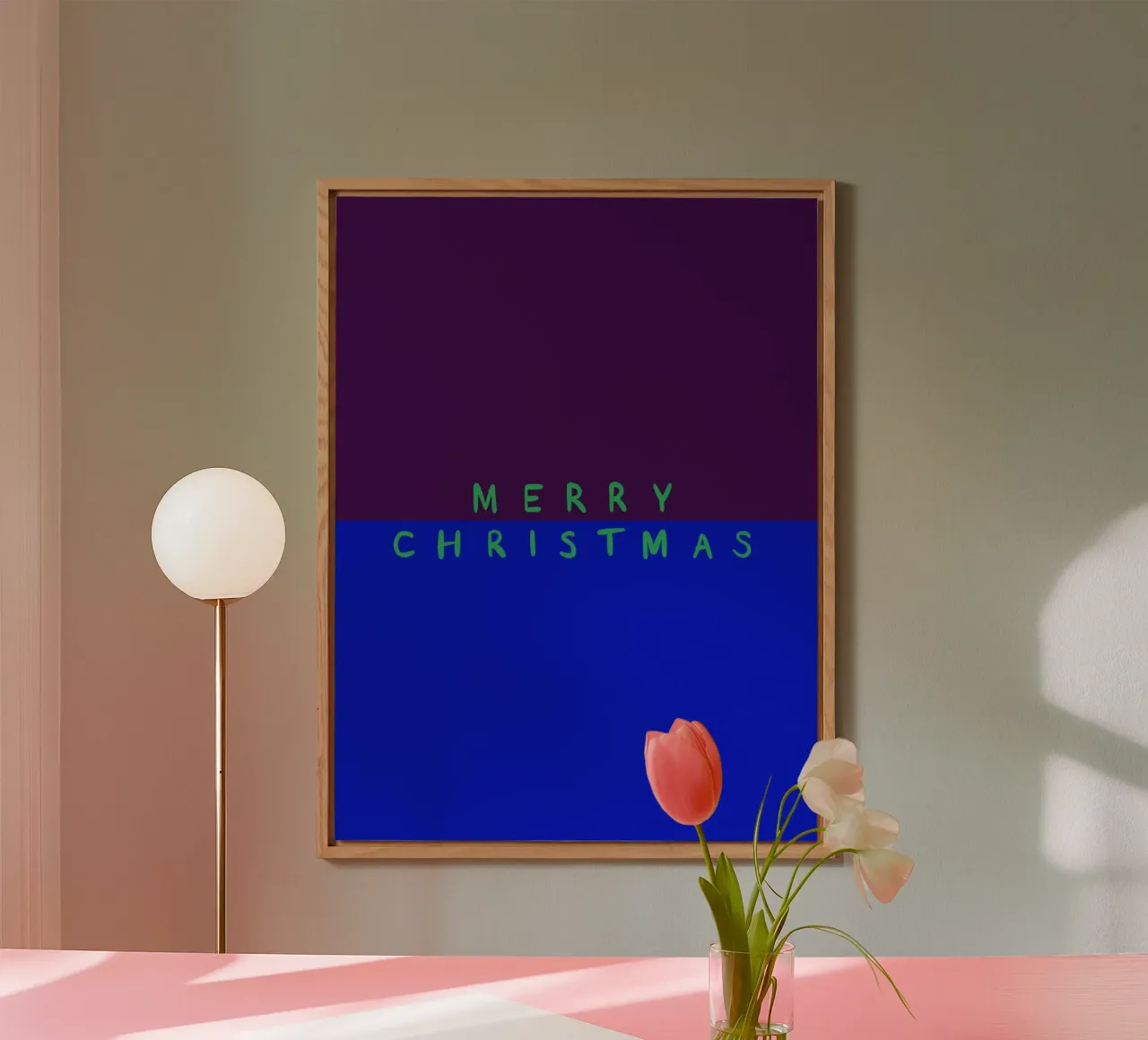 Merry Christmas Color Block Lila Blau alluminio dibond da Sophie Augustin Illustration