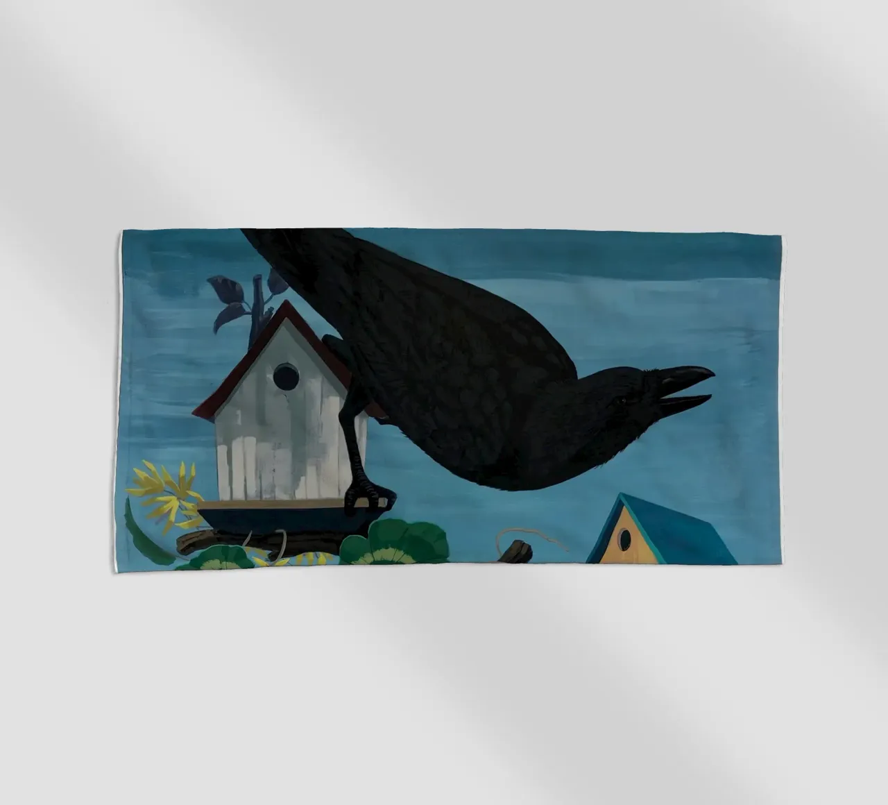 Zwarte en deels zwarte vogels in Amerika (kraai, distelvink) 2020 strandhanddoek van carol shop