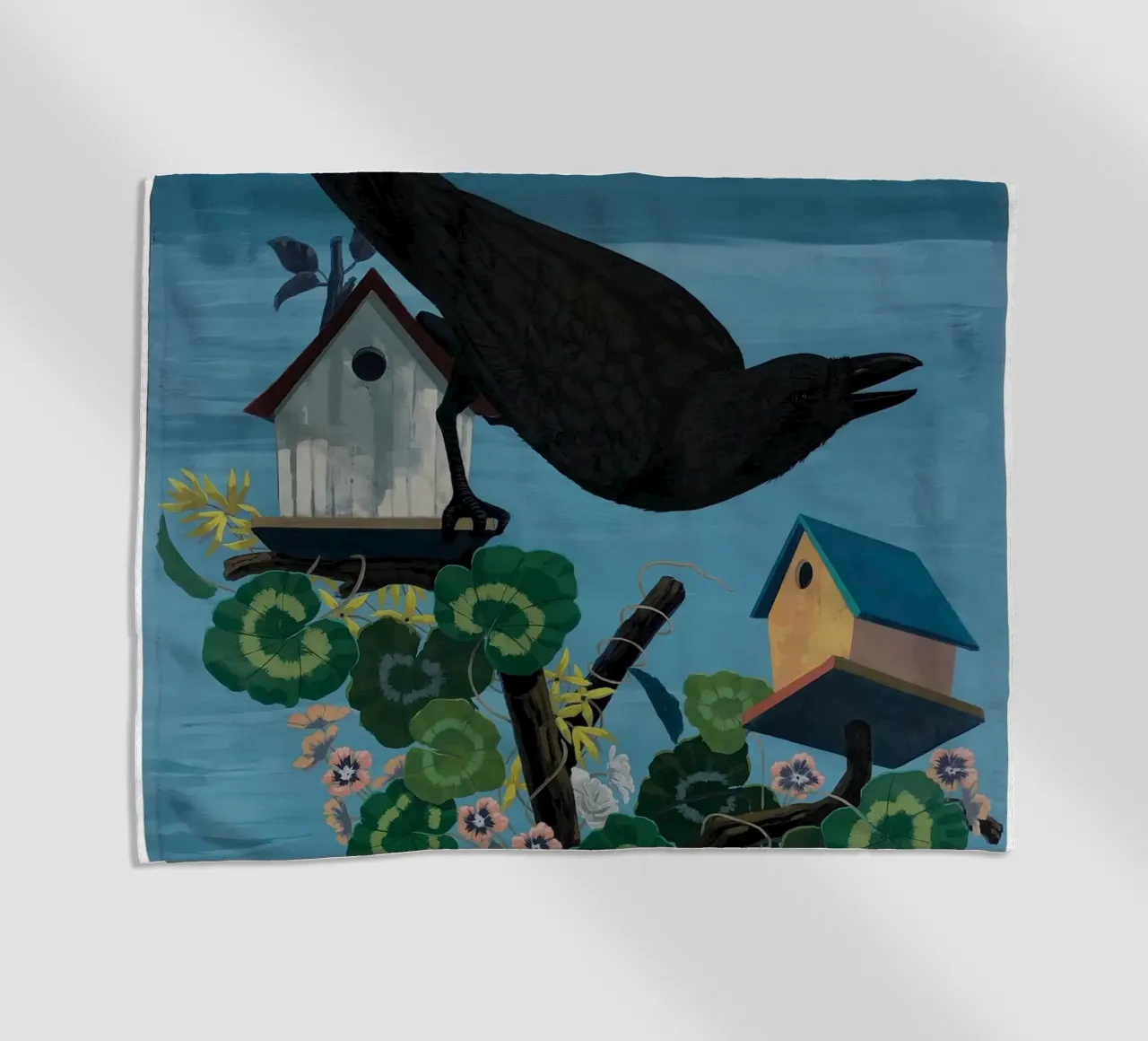 Zwarte en deels zwarte vogels in Amerika (kraai, distelvink) 2020 strandhanddoek van carol shop