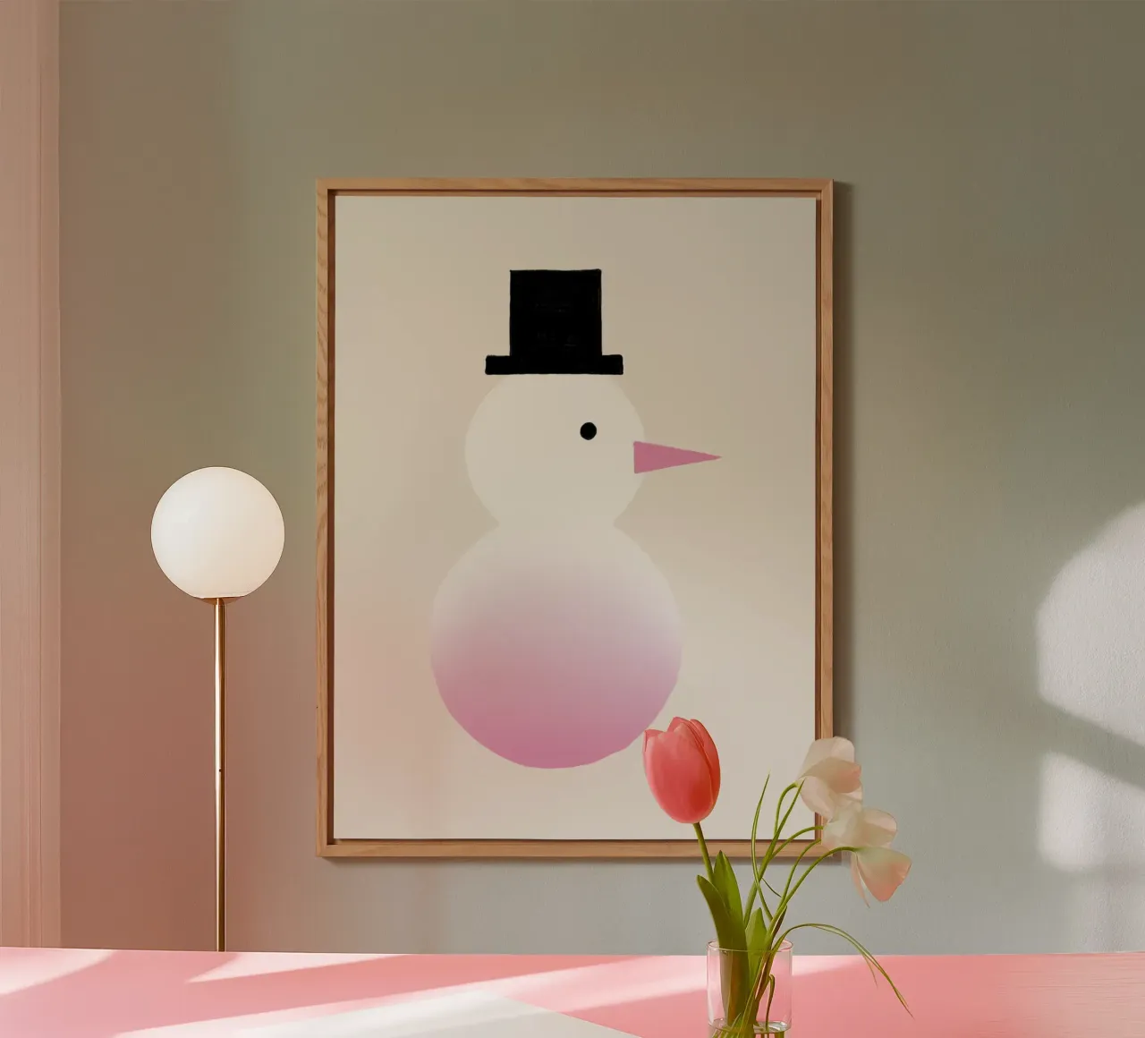 Schneemann Farbverlauf alluminio dibond da Sophie Augustin Illustration